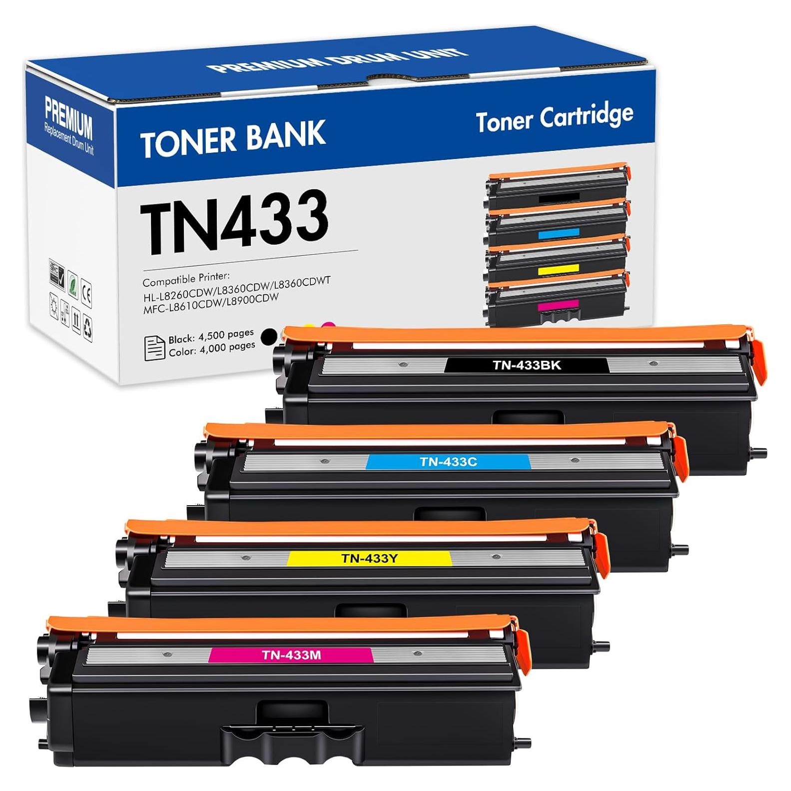 Conjunto de Cartuchos de Tóner Compatible TN433 para Brother