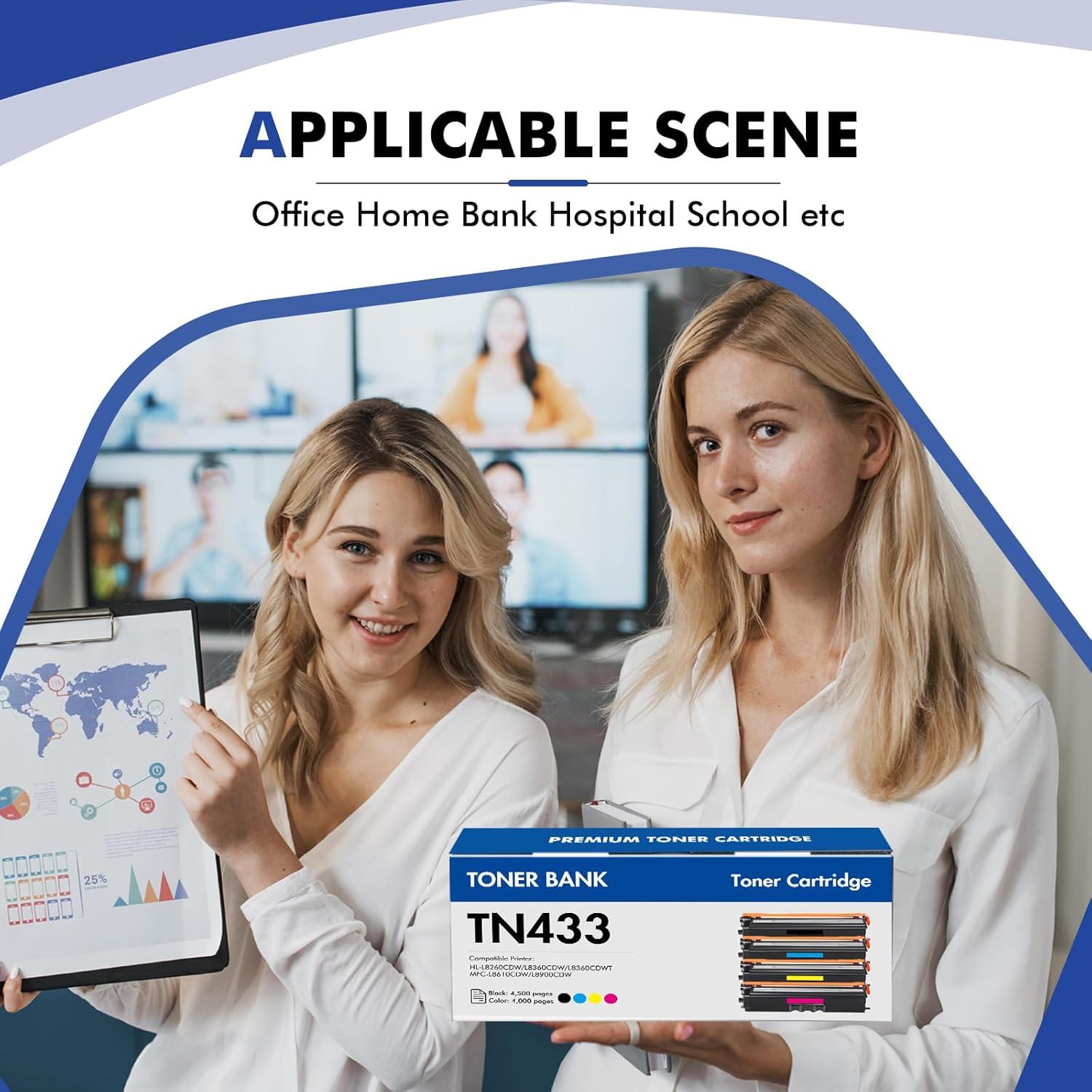 Conjunto de Cartuchos de Tóner Compatible TN433 para Brother