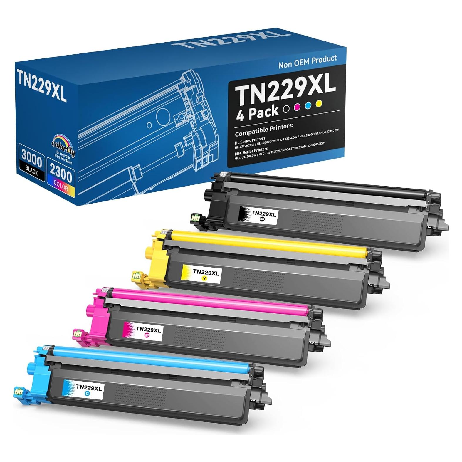 Cartuchos de Tóner TN229XL Colorfly para Brother - 4 Piezas