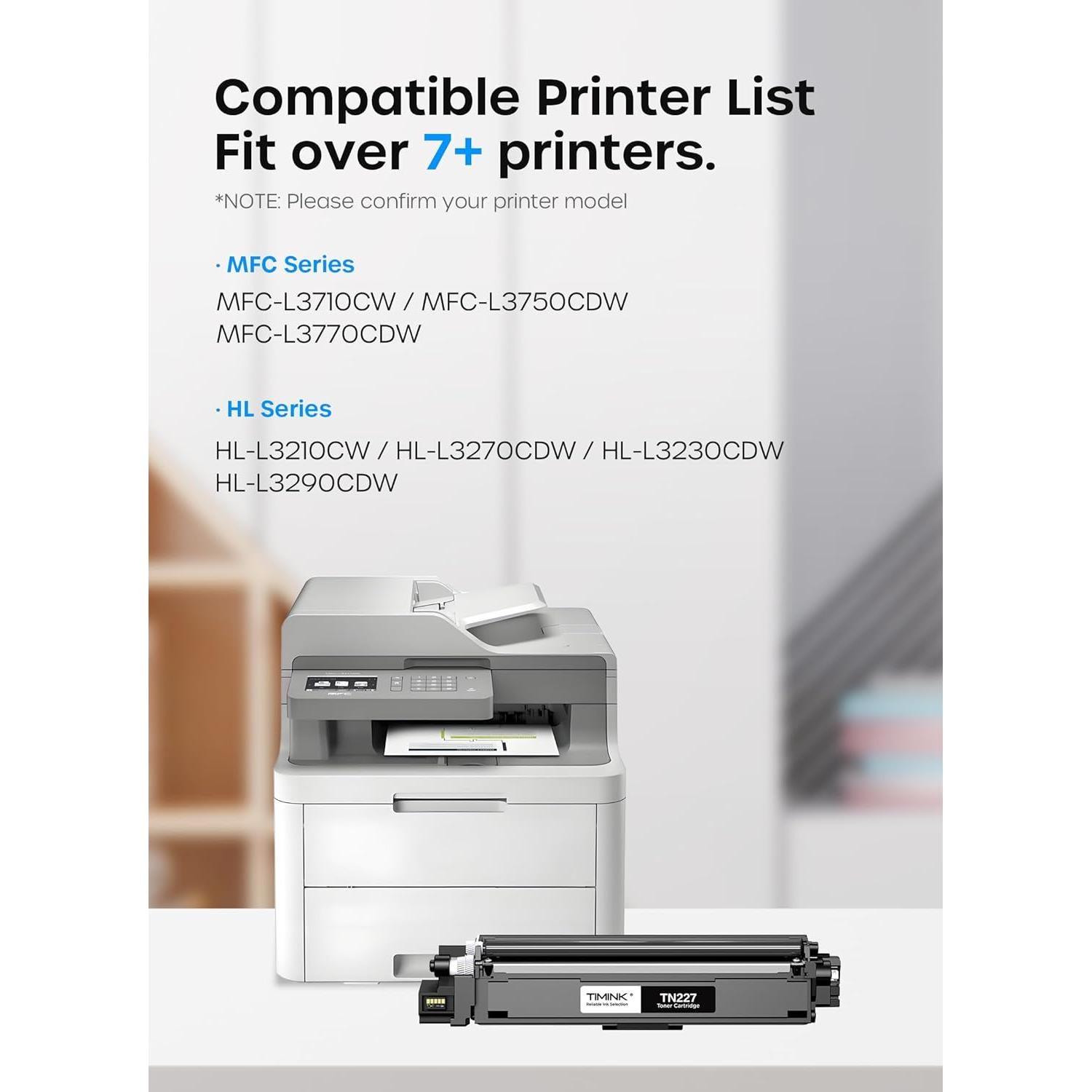 Cartuchos de Tóner Timink TN227 Compatible Brother - Paquete de 4