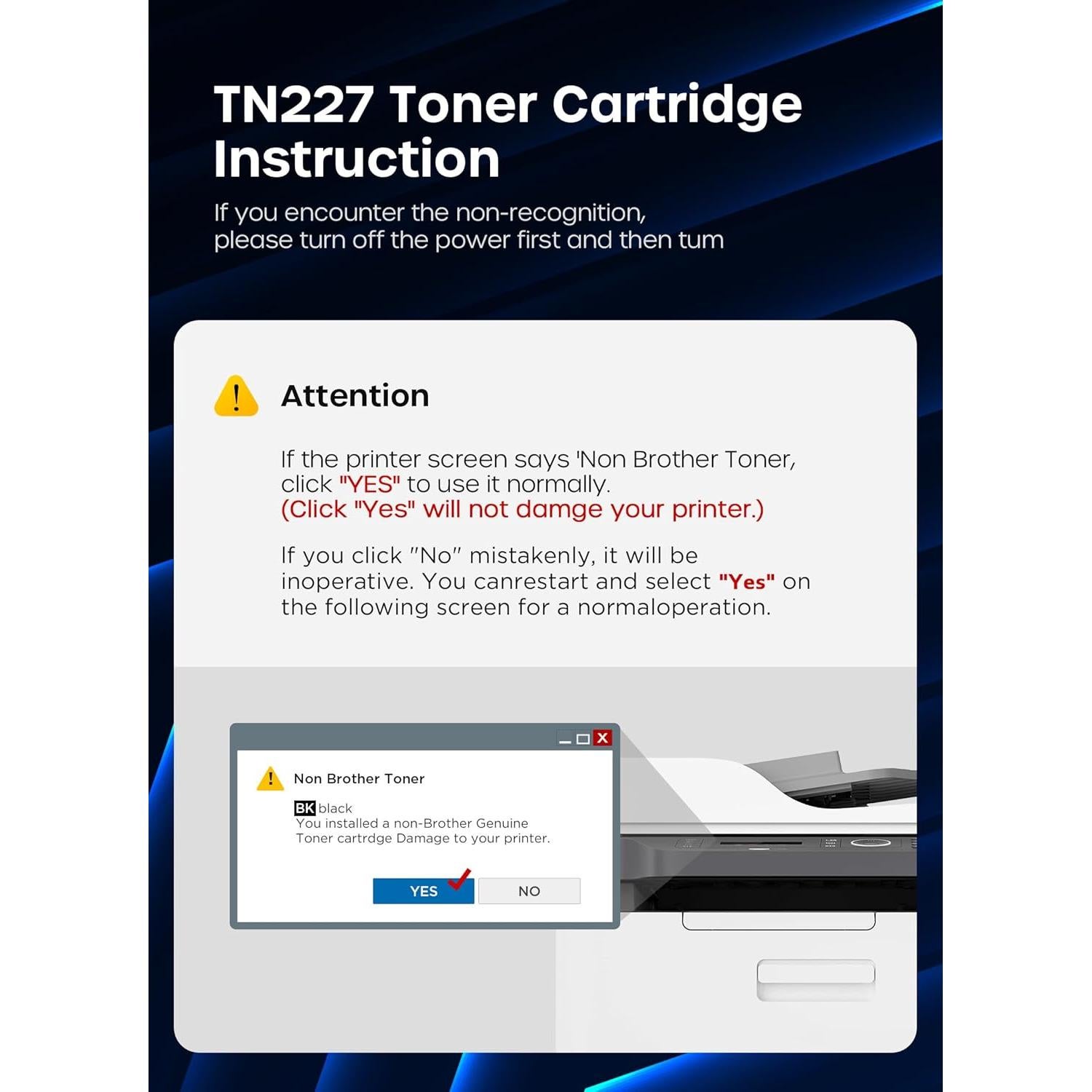 Cartuchos de Tóner Timink TN227 Compatible Brother - Paquete de 4