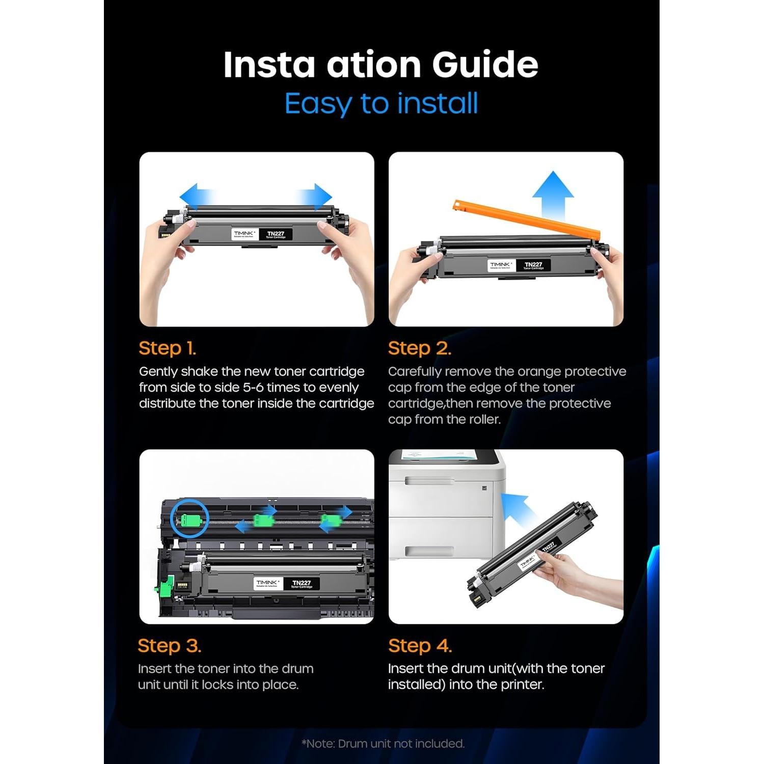 Cartuchos de Tóner Timink TN227 Compatible Brother - Paquete de 4