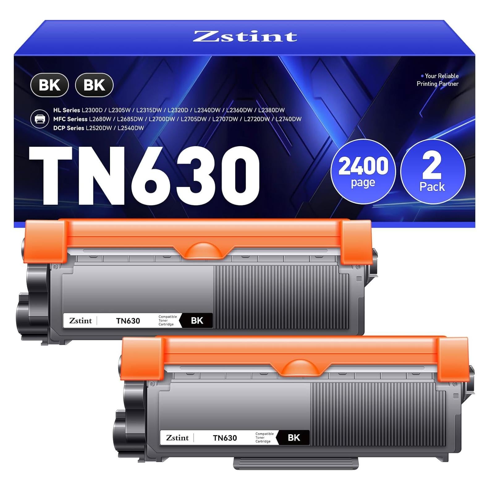 Cartucho de Tóner Compatible Zstint TN630 TN660 2-Pack Negro