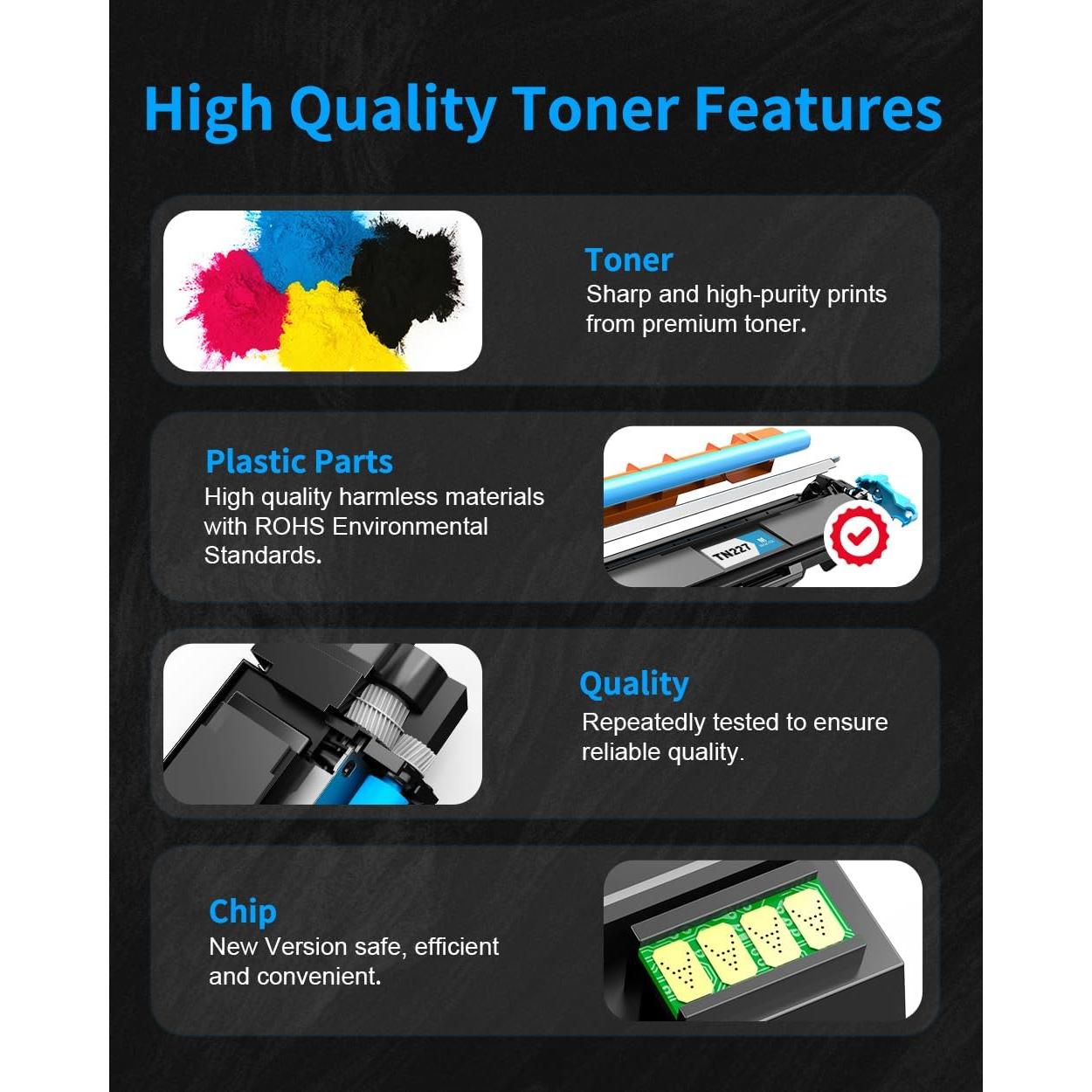 Cartuchos de Tóner Colorfly TN227 TN223 Alto Rendimiento 4 Pzs