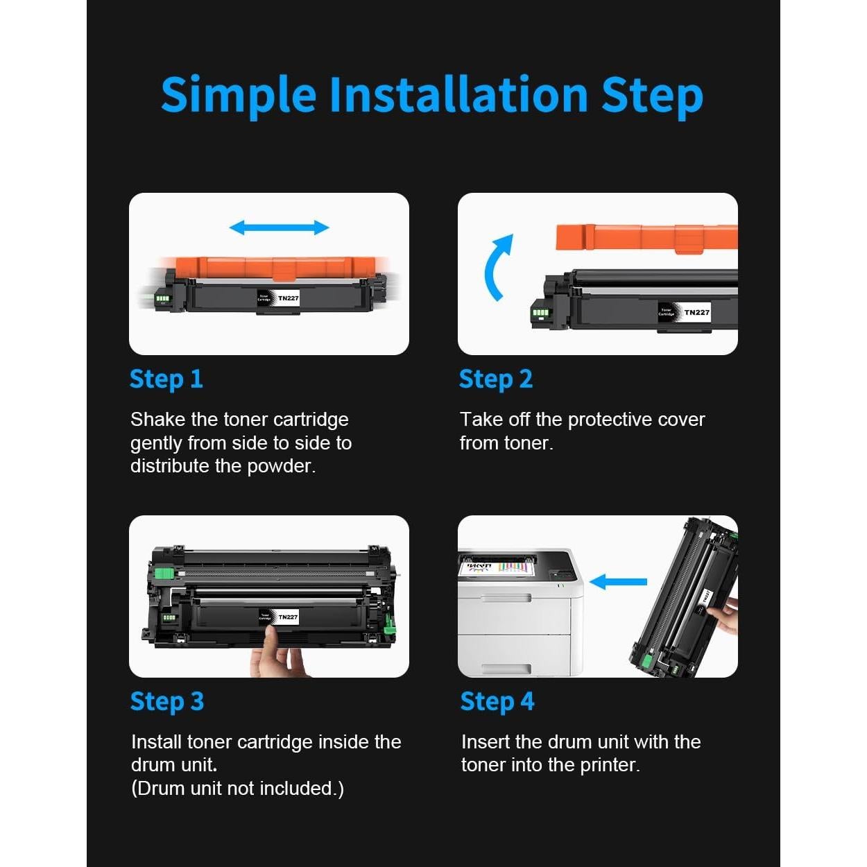 Cartuchos de Tóner Colorfly TN227 TN223 Alto Rendimiento 4 Pzs