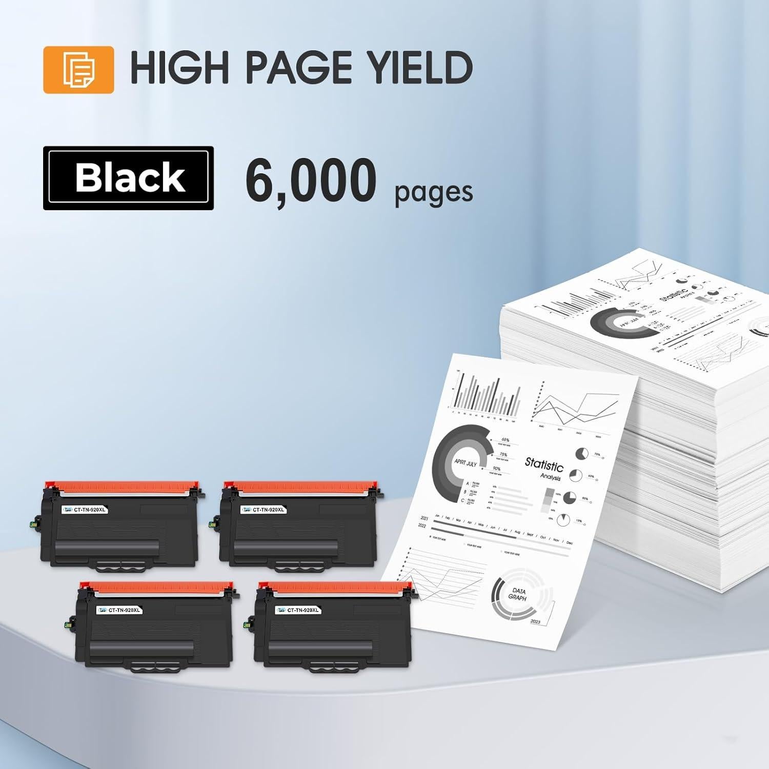 Cartucho de Tóner Compatible TN920XL para Brother - Paquete de 4
