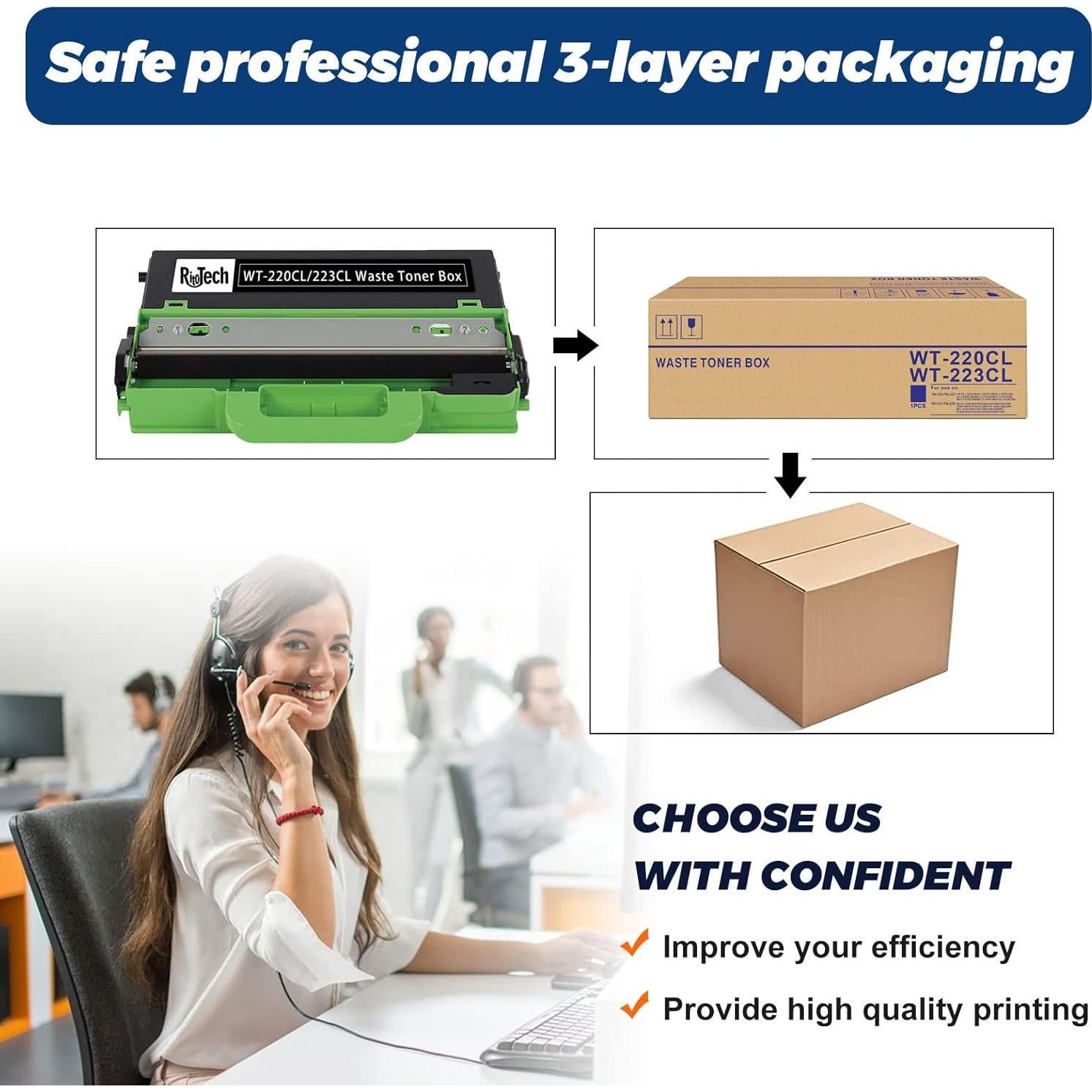 Caja de Tóner de Desecho RitoTech WT-220CL WT-223CL Compatible