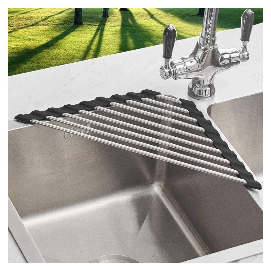 Escurridor de Platos Plegable SHUYUE Acero Inoxidable Negro