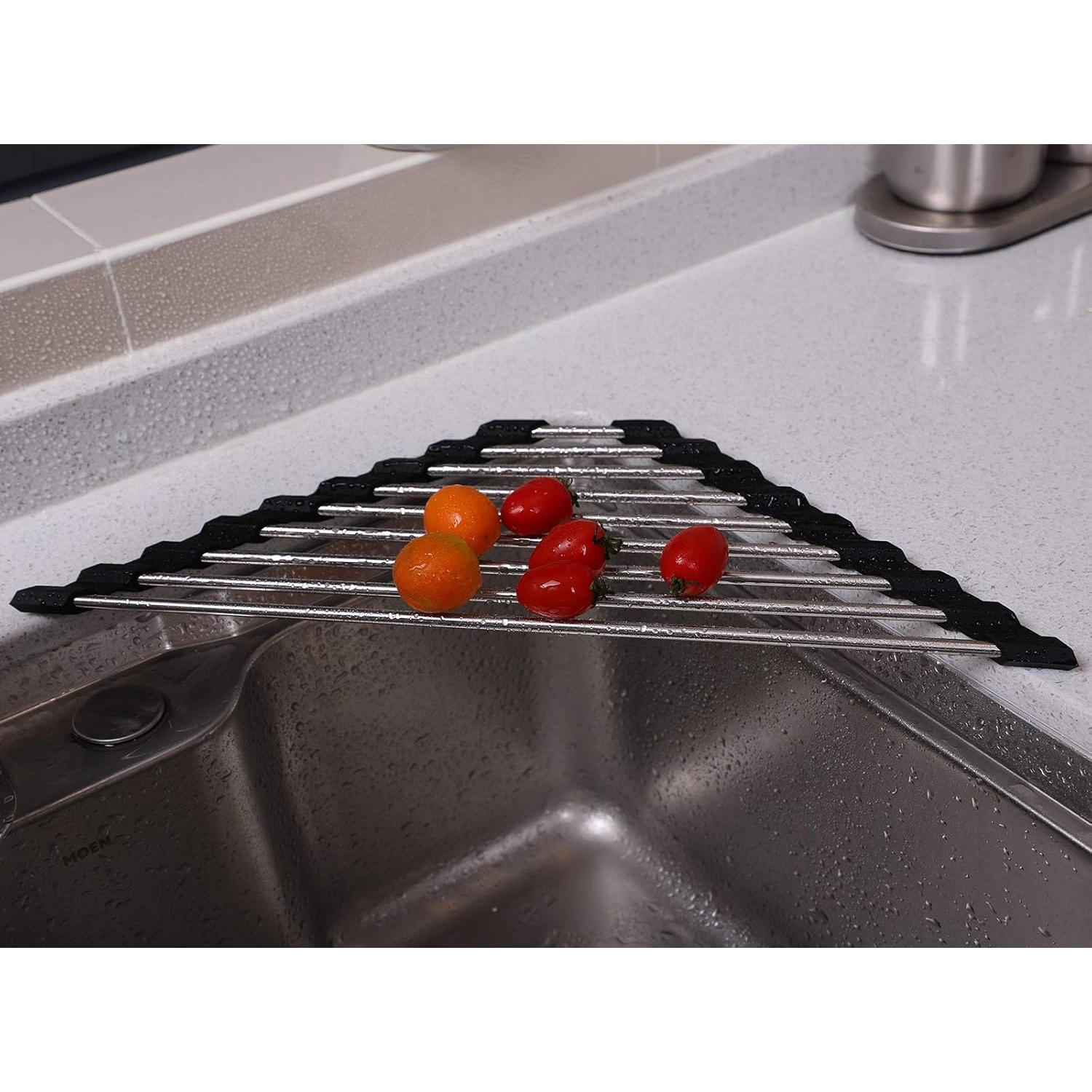 Escurridor de Platos Plegable SHUYUE Acero Inoxidable Negro