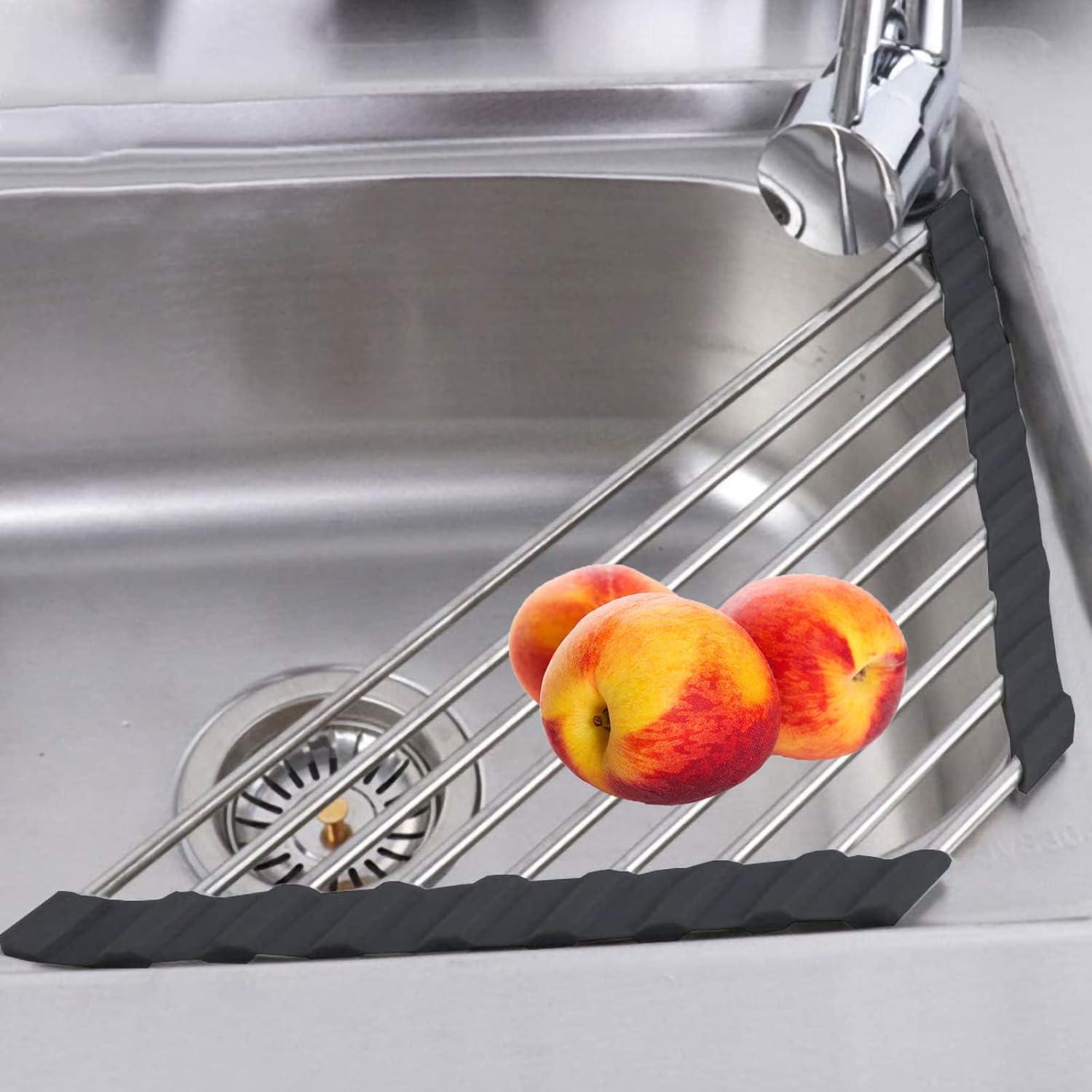 Escurridor de Platos Plegable SHUYUE Acero Inoxidable Negro