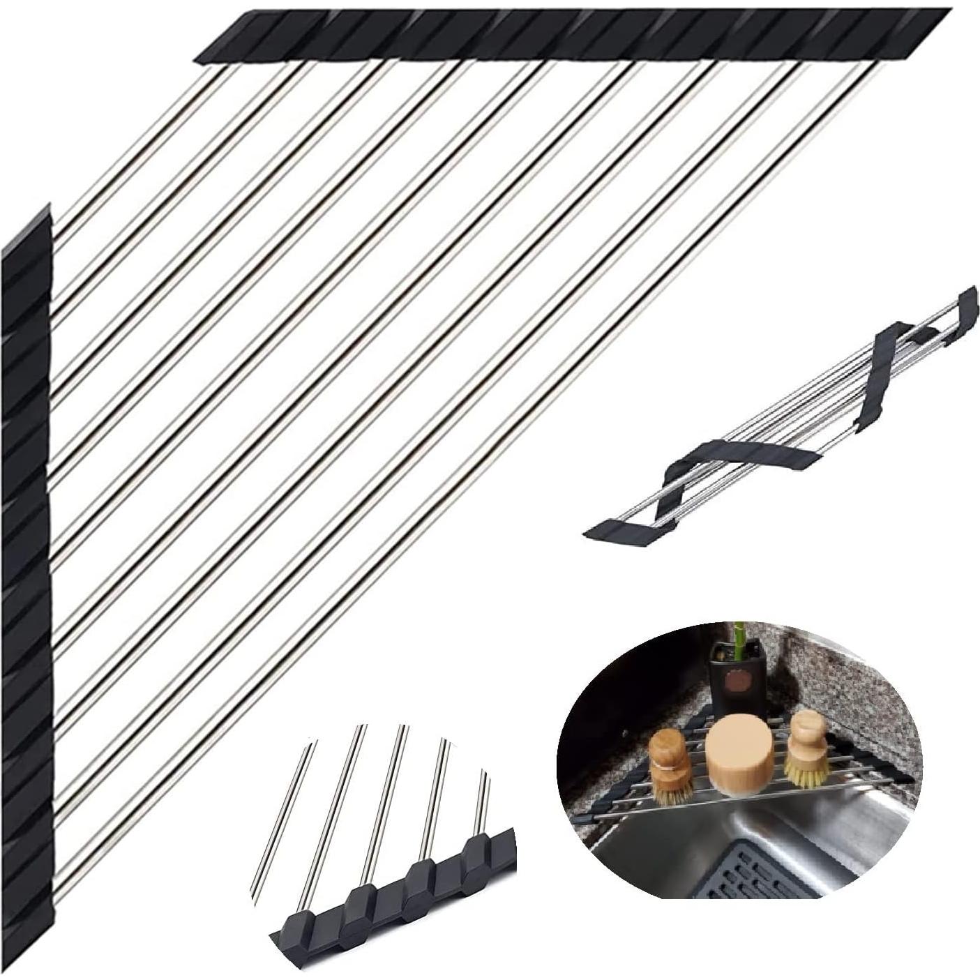 Escurridor de Platos Plegable SHUYUE Acero Inoxidable Negro