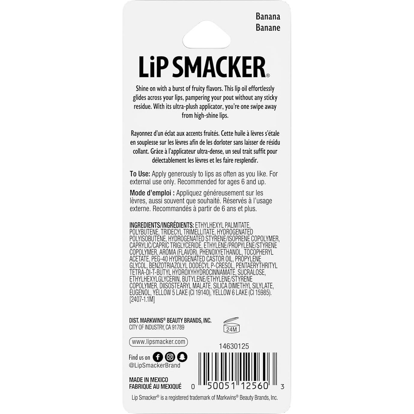Aceite Labial Lip Smacker Plátano Ultra-Hidratante 12.7cm