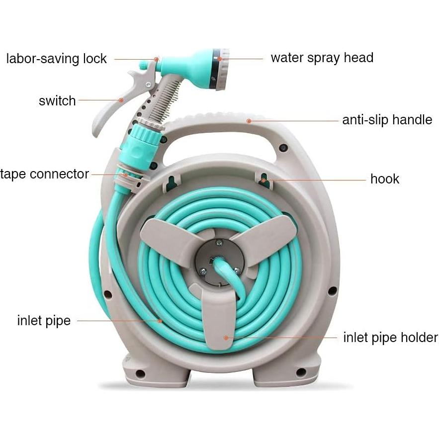 Carrete de Manguera Retráctil YEFA 15,24 m con Boquilla 6 Funciones