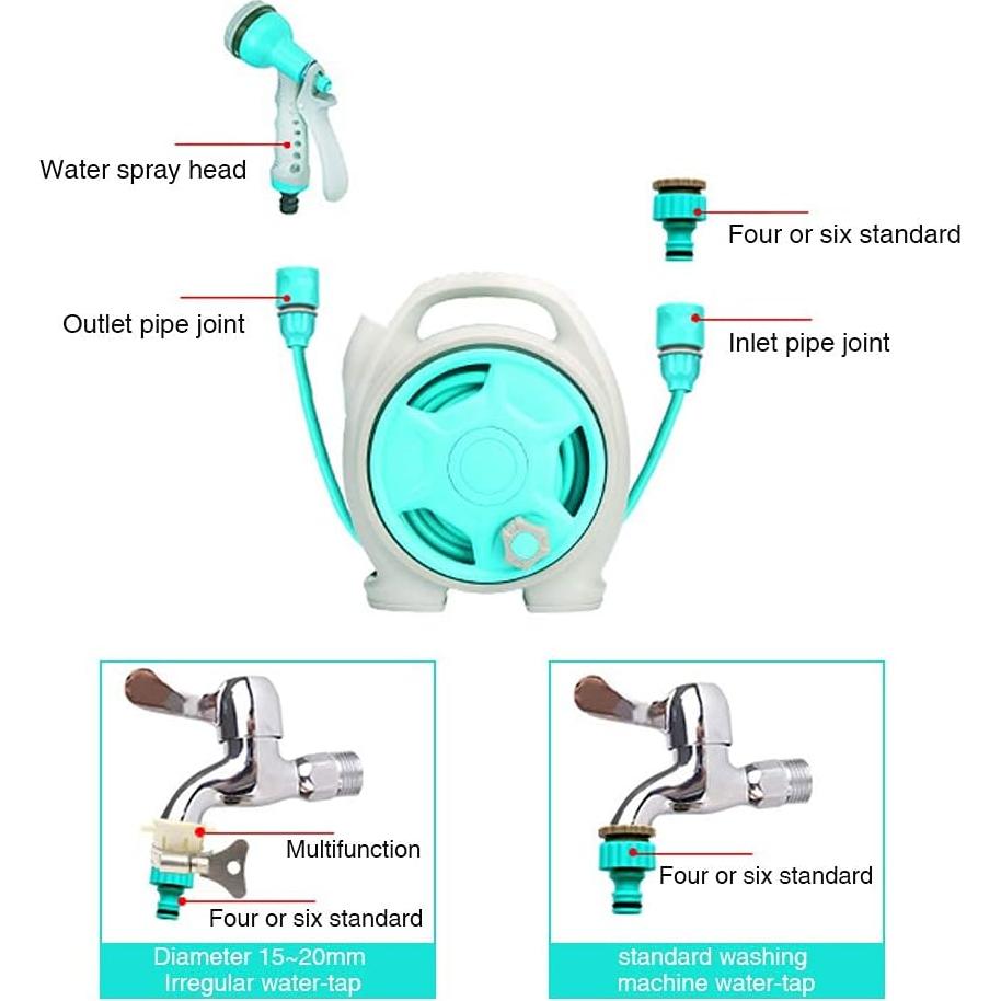 Carrete de Manguera Retráctil YEFA 15,24 m con Boquilla 6 Funciones