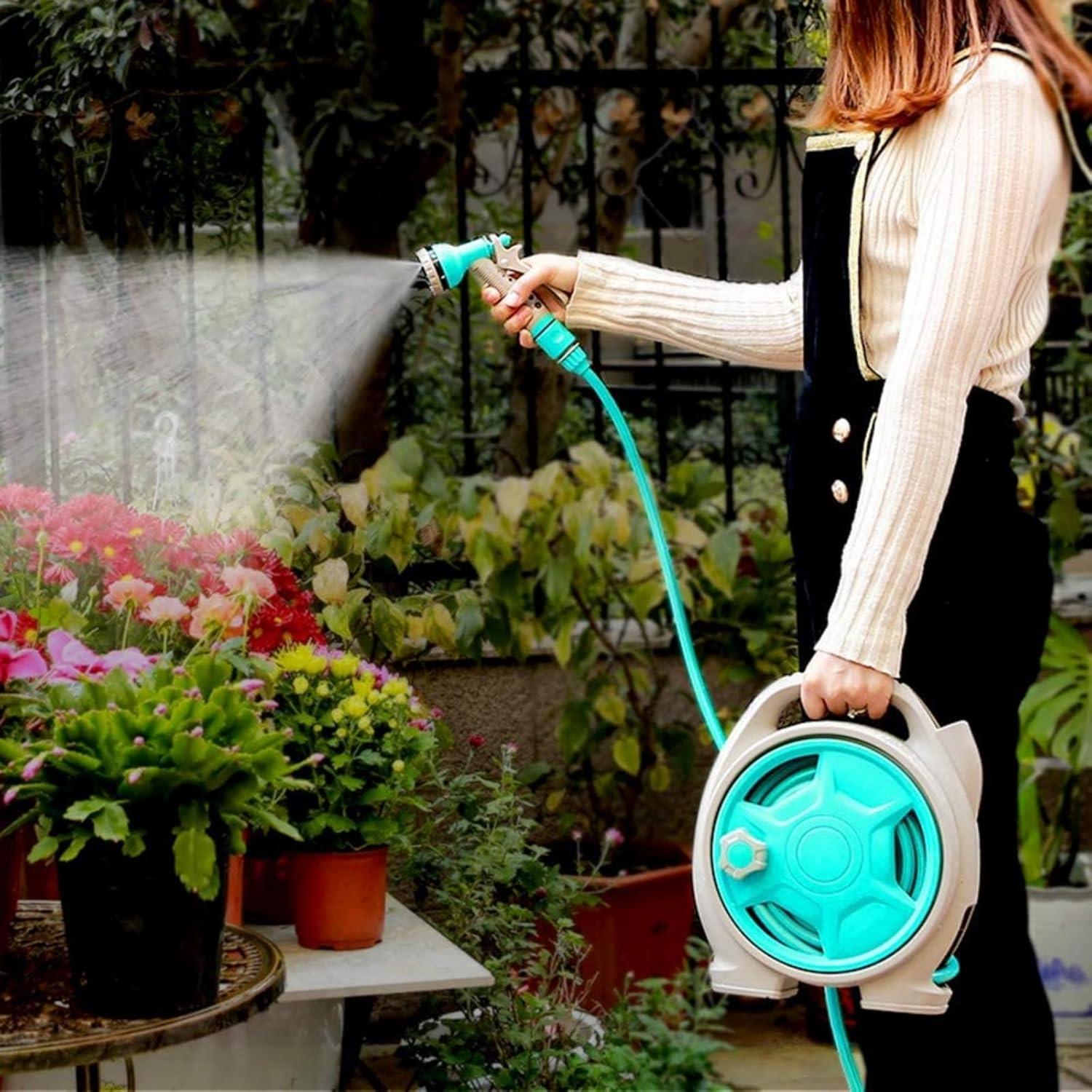 Carrete de Manguera Retráctil YEFA 15,24 m con Boquilla 6 Funciones