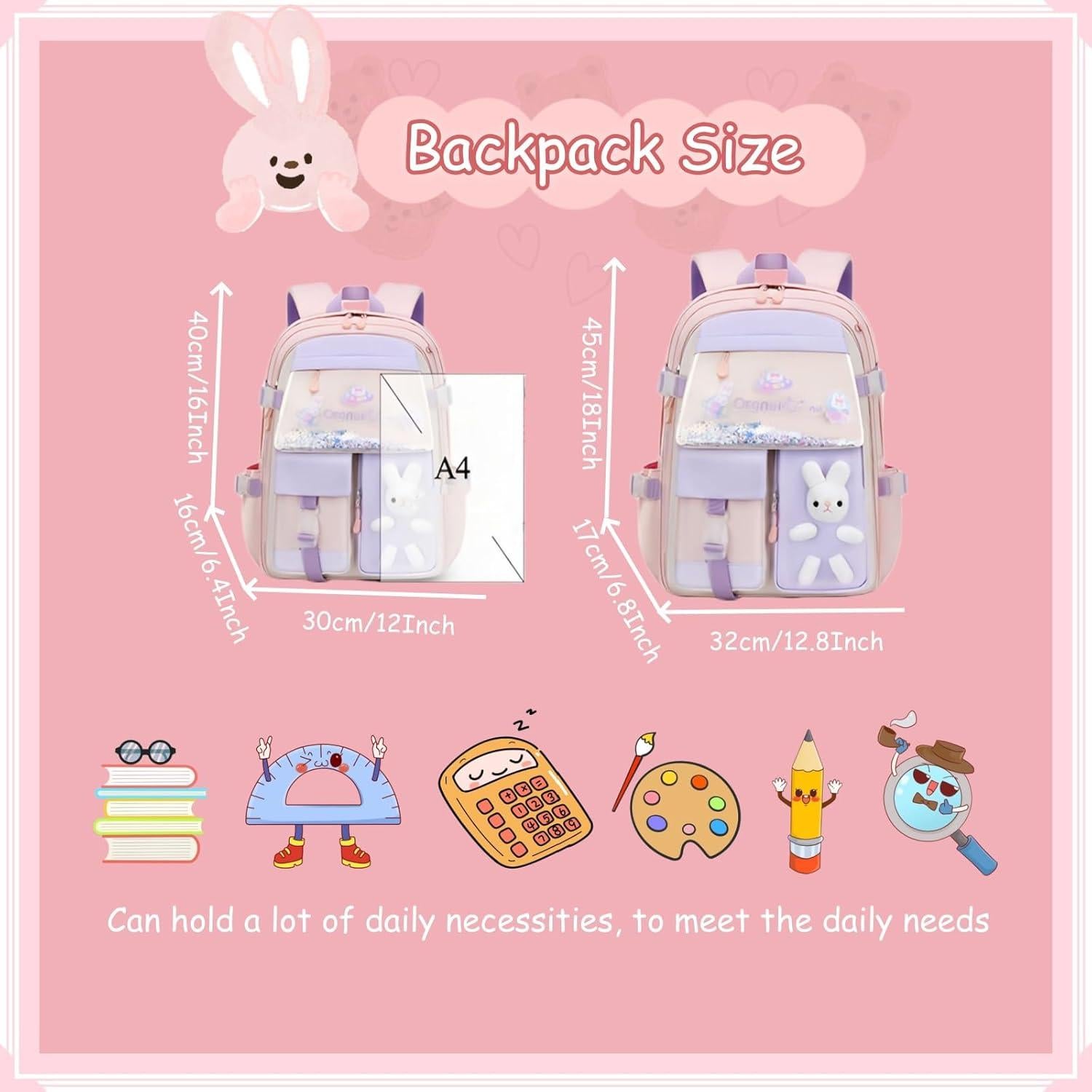 Mochila VIDOSCLA Conejitas Kawaii para Niñas 24L
