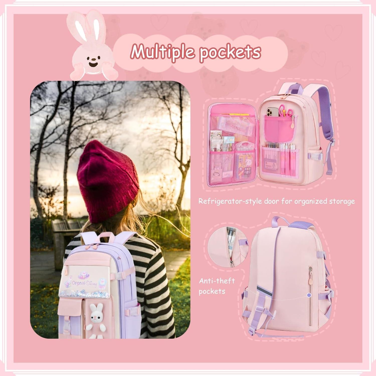 Mochila VIDOSCLA Conejitas Kawaii para Niñas 24L