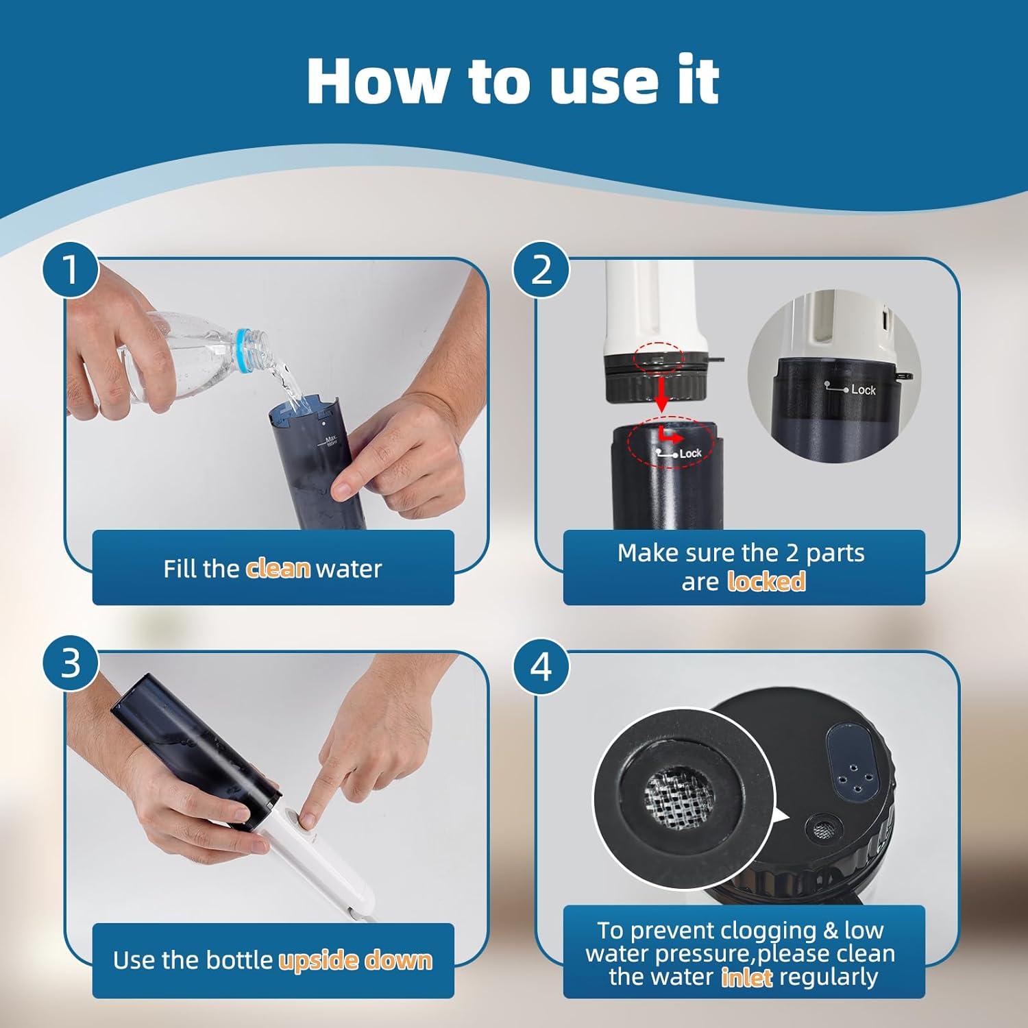 Bidet Portátil Eléctrico Hibbent Negro, Higiene Personal Viaje