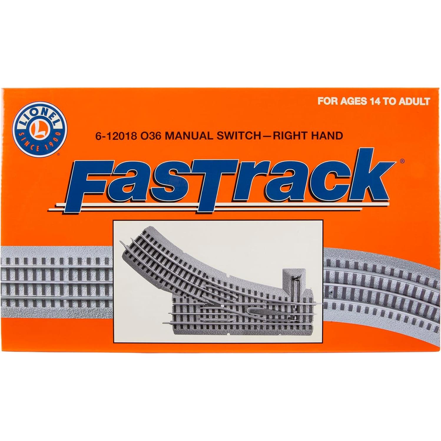 Interruptor Manual Lionel FasTrack O36 Mano Derecha 25,4 cm