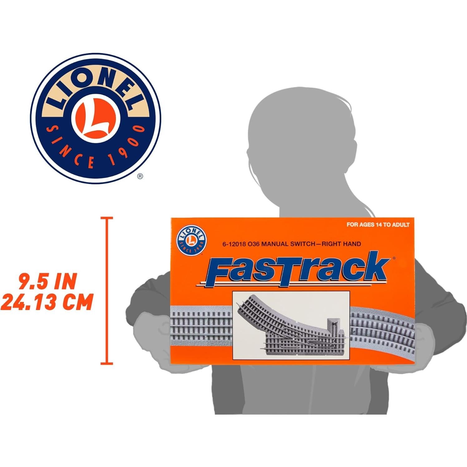 Interruptor Manual Lionel FasTrack O36 Mano Derecha 25,4 cm