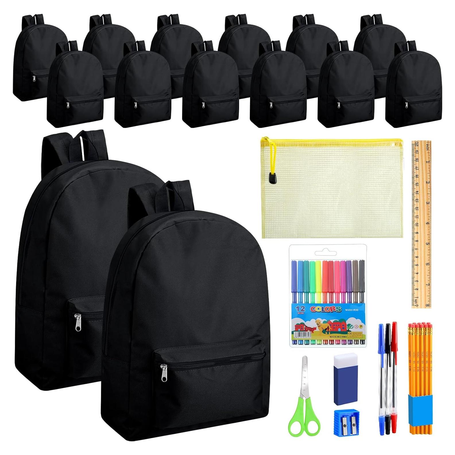 Mochila Escolar Silkfly 17" con 24 Suministros Negros