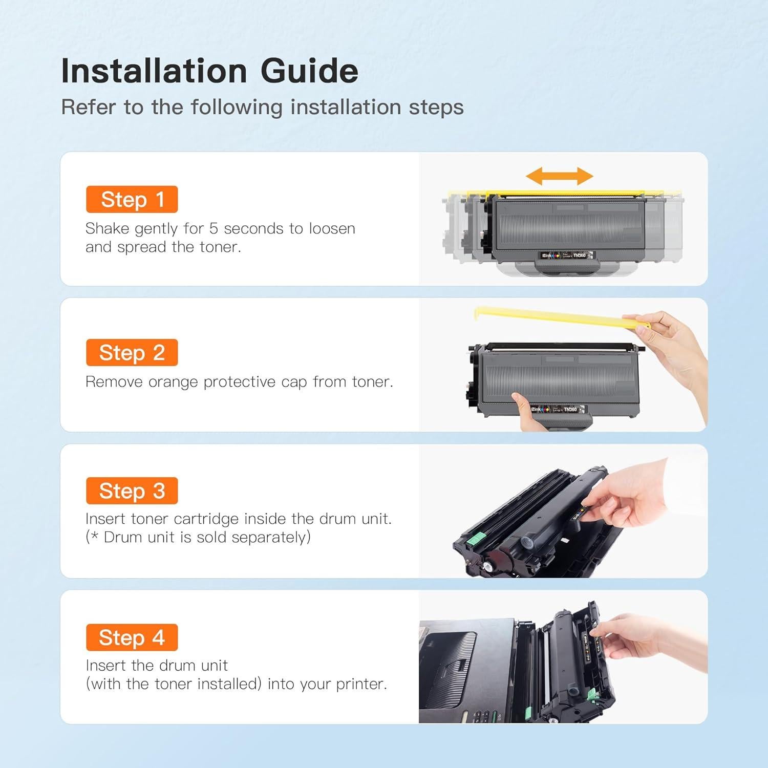 Cartucho de Tóner E-Z Ink TN360 y Tambor DR360 para Brother