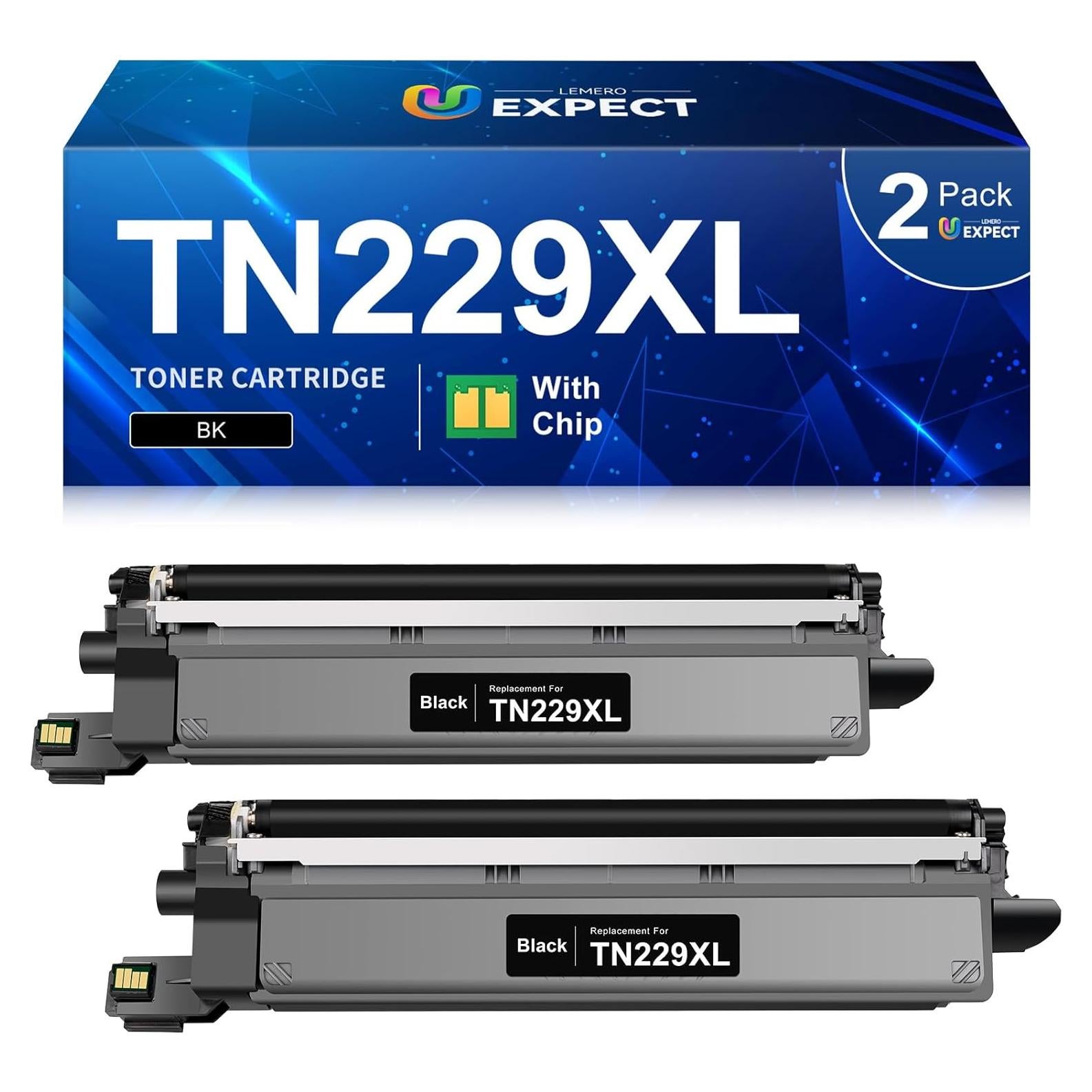 Cartuchos de Tóner Negro TN229XL Lemero Uexpect - Paquete de 2
