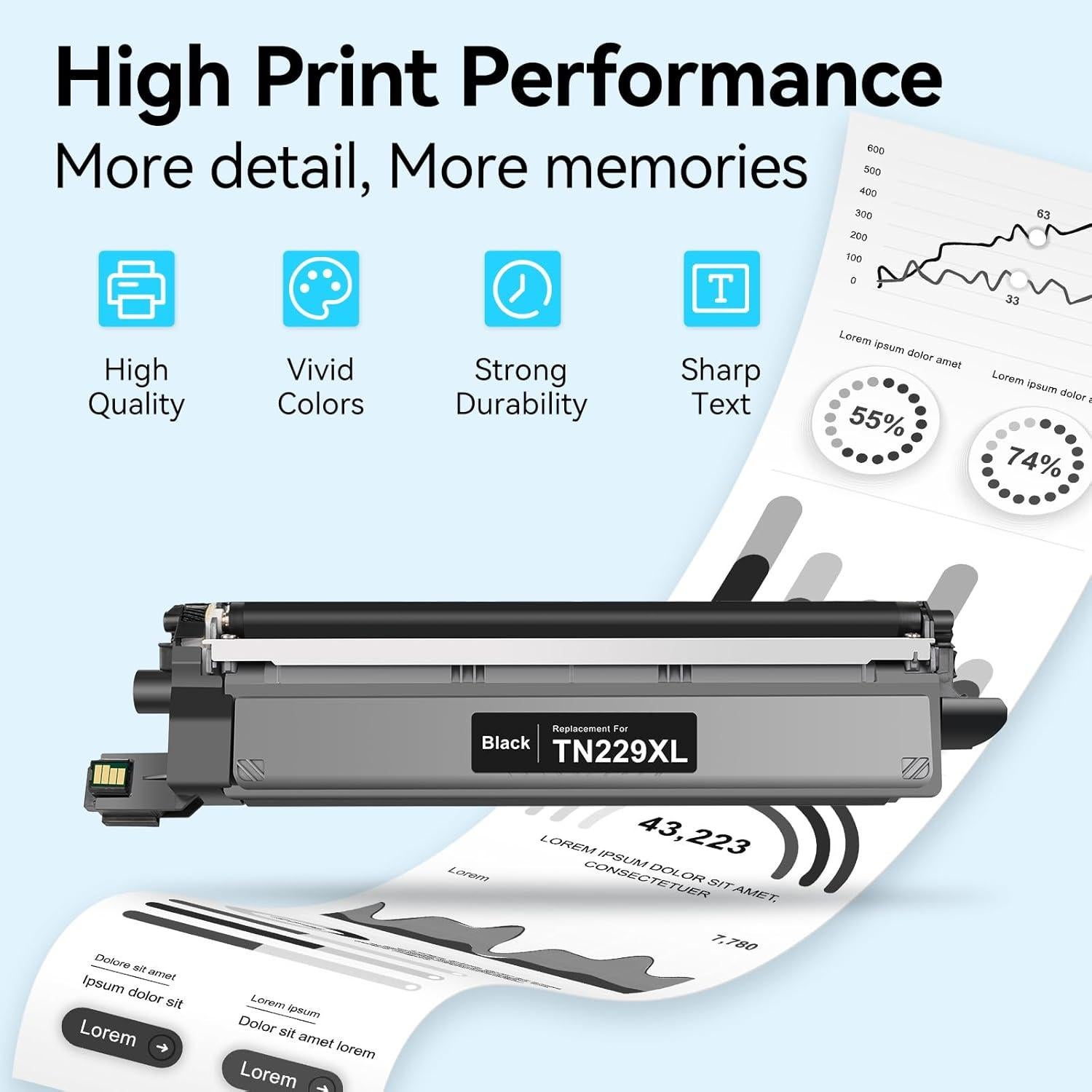 Cartuchos de Tóner Negro TN229XL Lemero Uexpect - Paquete de 2