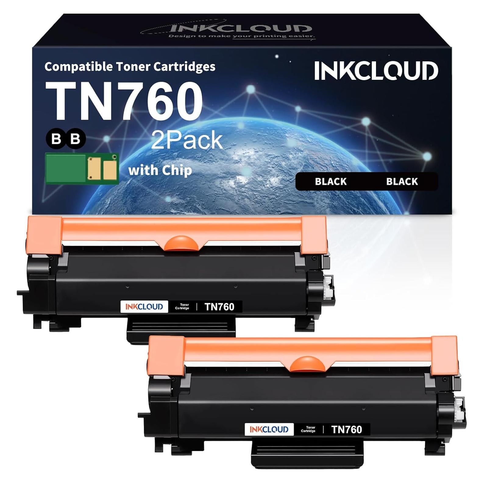 Cartucho de Tóner Negro INKCLOUD TN760 para Brother - 2 Unidades