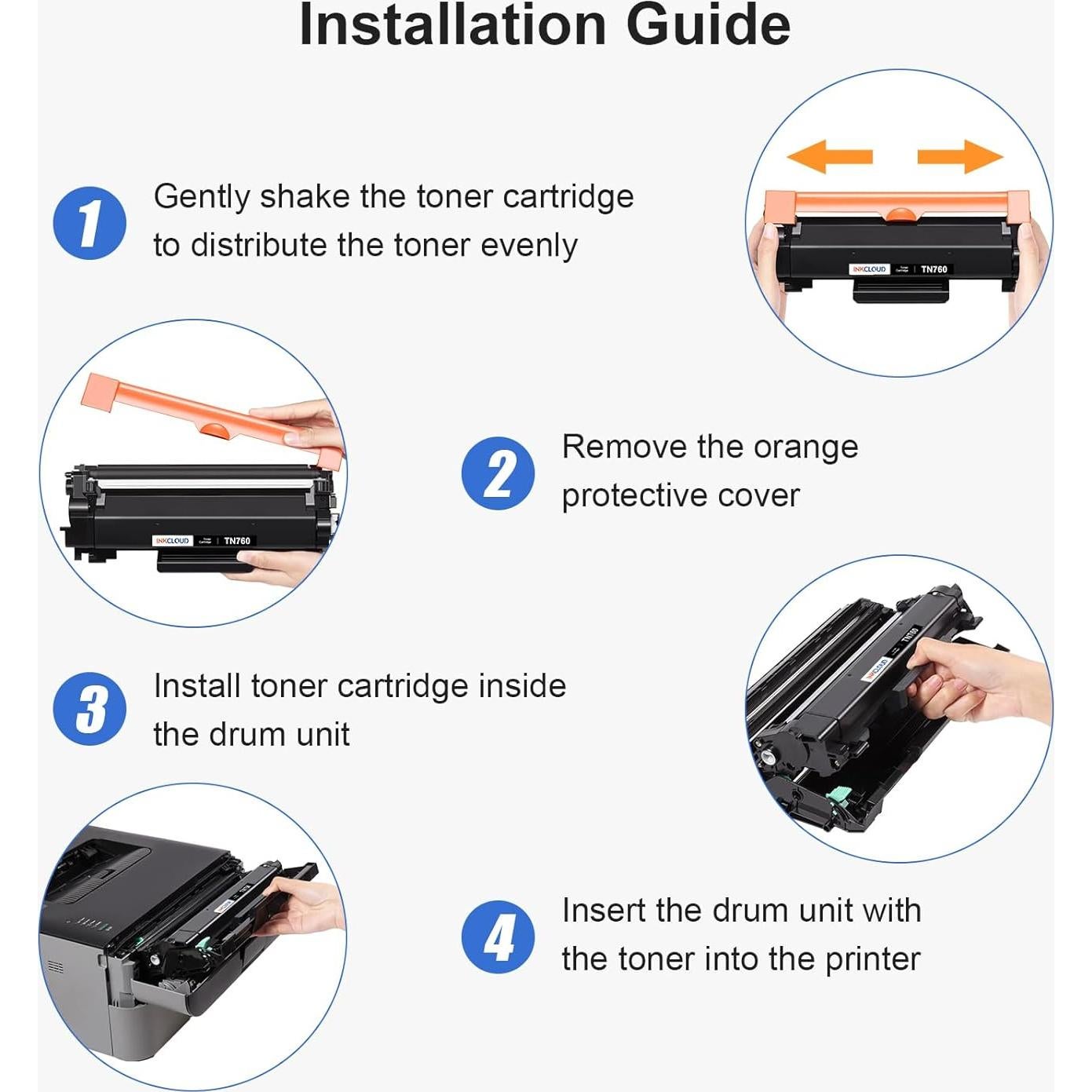 Cartucho de Tóner Negro INKCLOUD TN760 para Brother - 2 Unidades