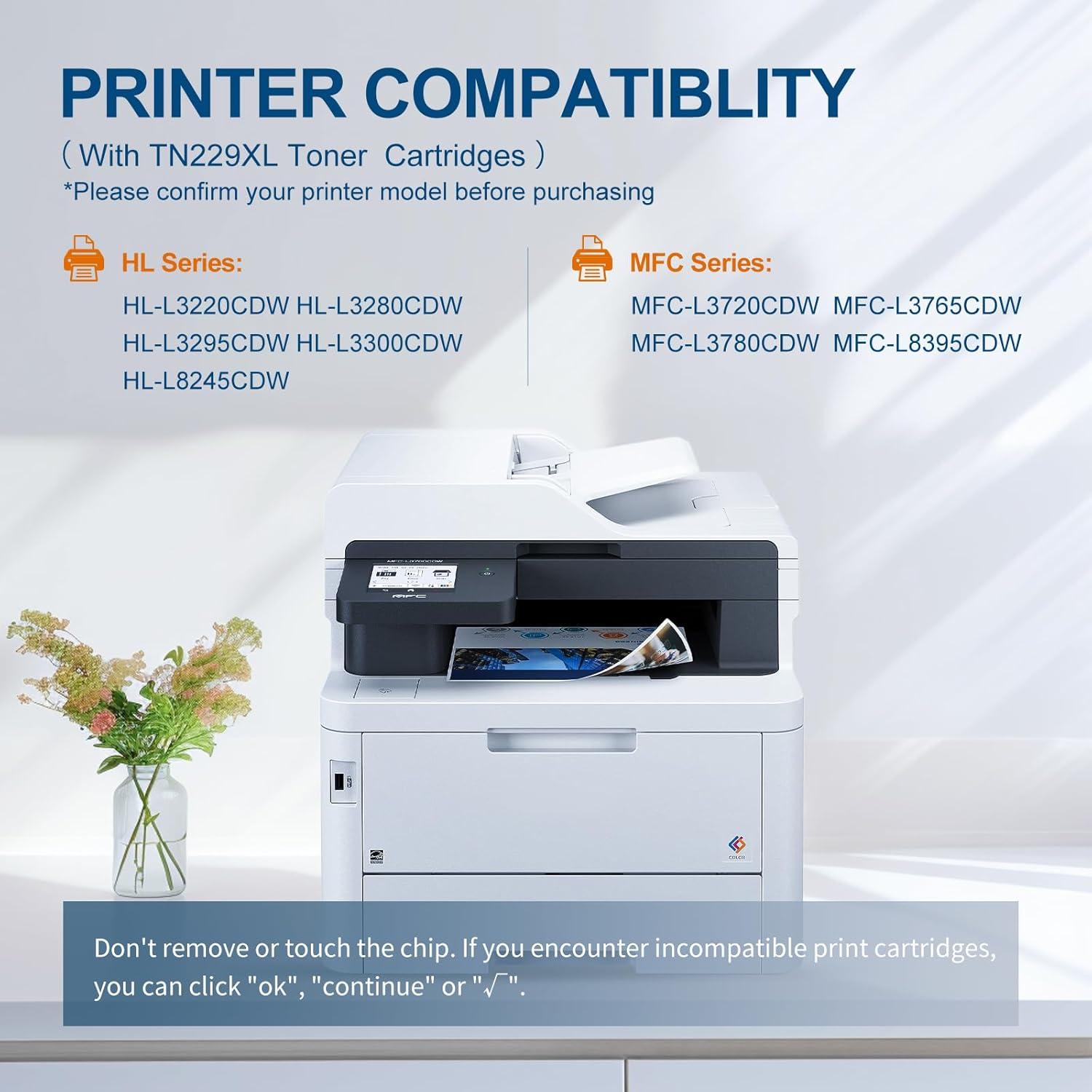 Cartucho de Tóner TN229XL COMBUY Alto Rendimiento 4 Pack