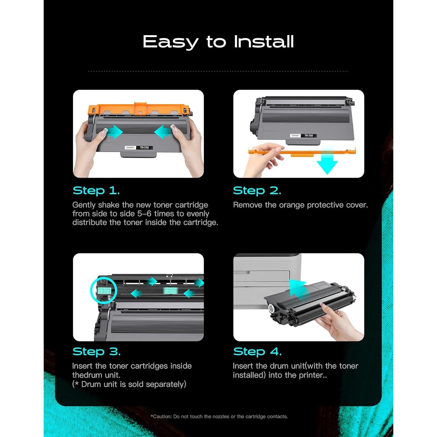 Cartuchos de Tóner Negro iNKPAD TN750 - 2 Paquetes, 8000 Páginas