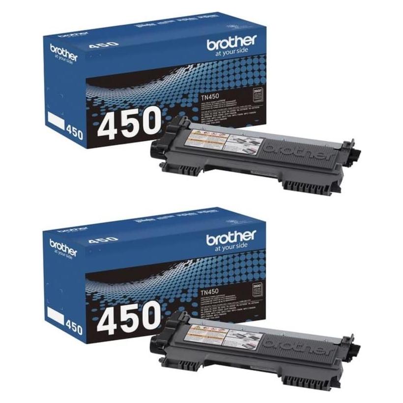 Cartucho de Tóner Brother TN450 Negro Alto Rendimiento - 2 Unidades