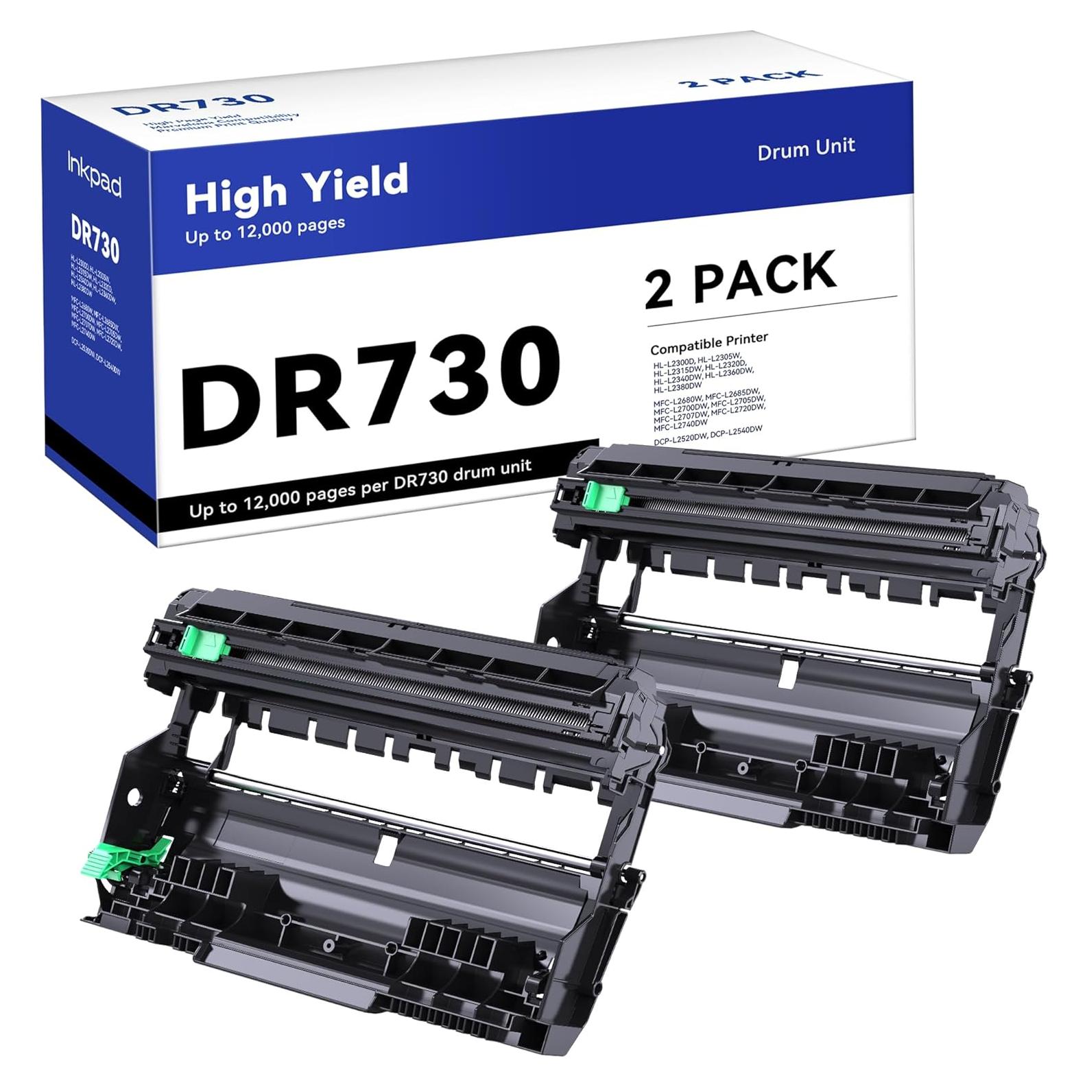 Unidad de tambor DR730 Brother - 2 piezas, 12000 páginas