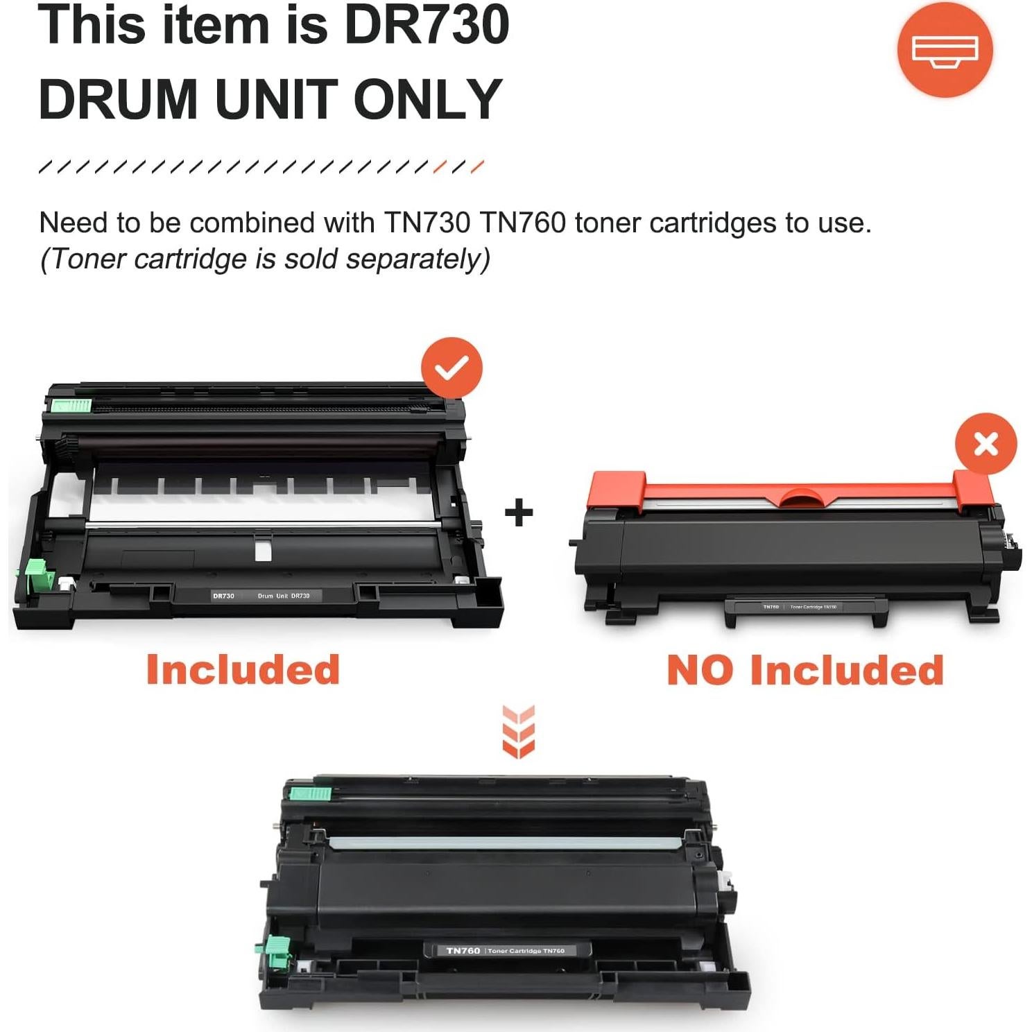 Tambor Compatible v4ink DR730 2PK para Brother HL y MFC