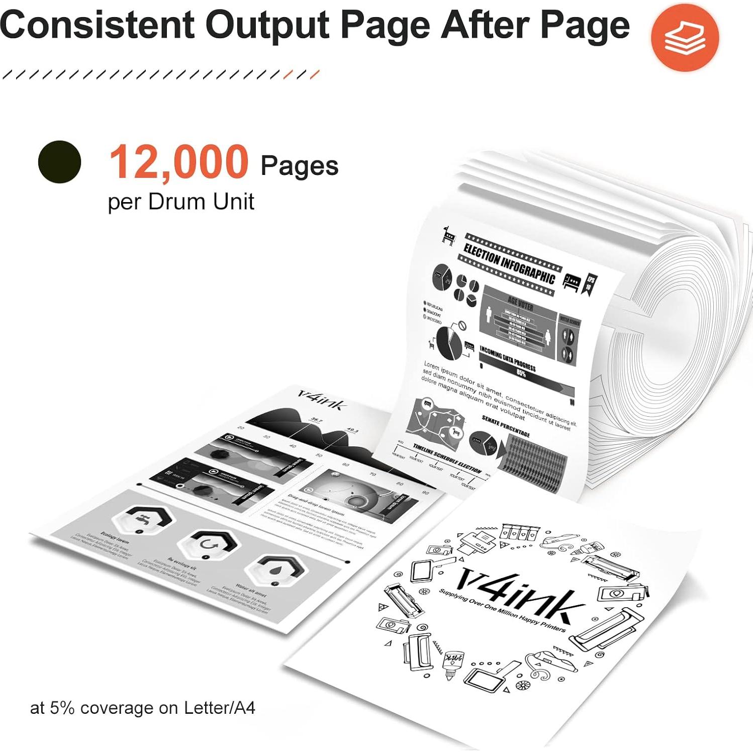 Tambor Compatible v4ink DR730 2PK para Brother HL y MFC