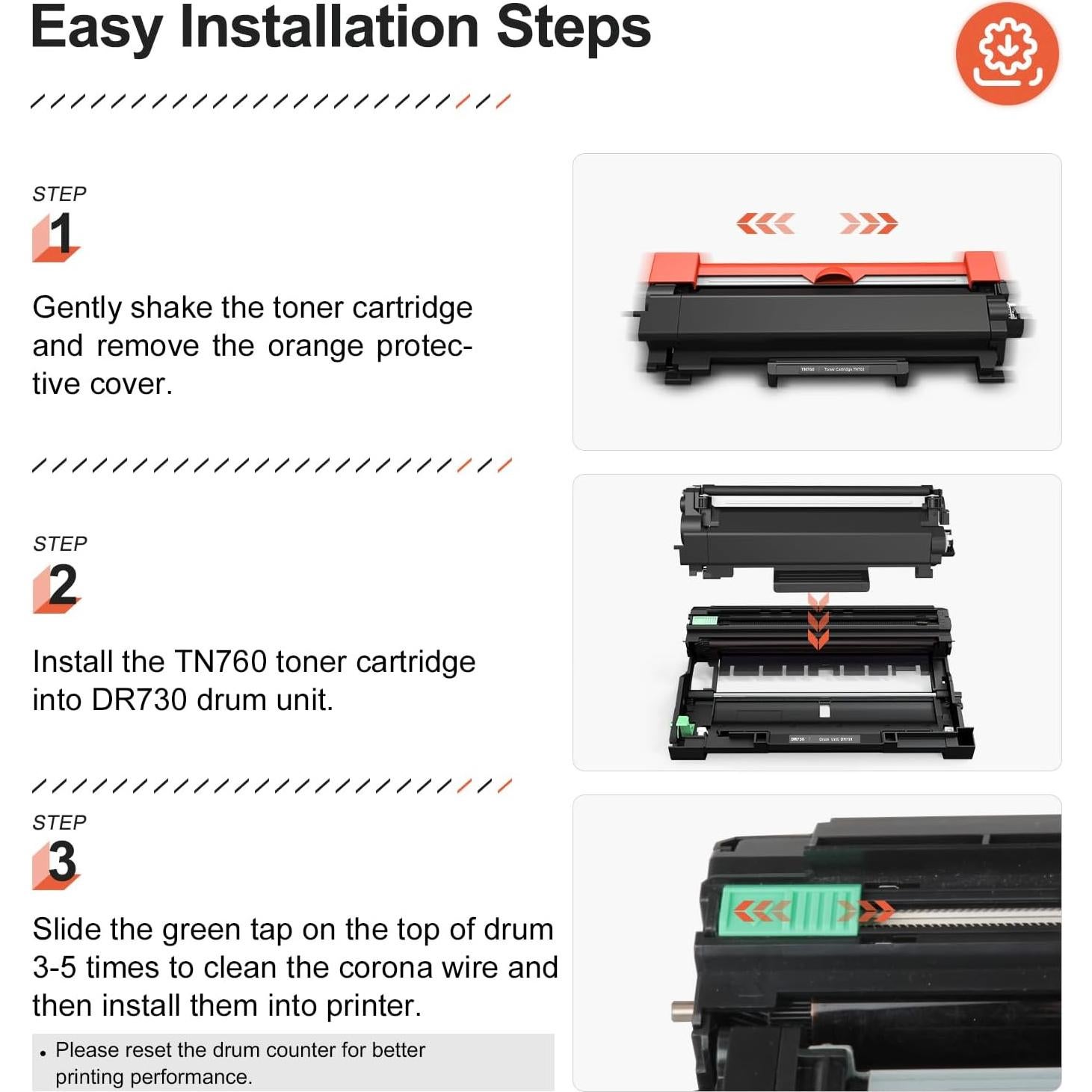 Tambor Compatible v4ink DR730 2PK para Brother HL y MFC