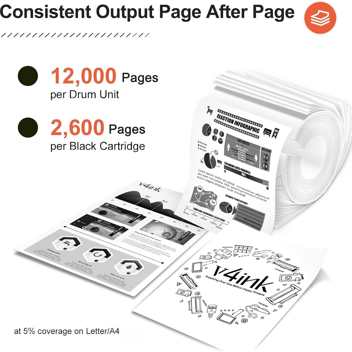 Tóner y Tambor Compatible v4ink TN450 DR420 para Brother