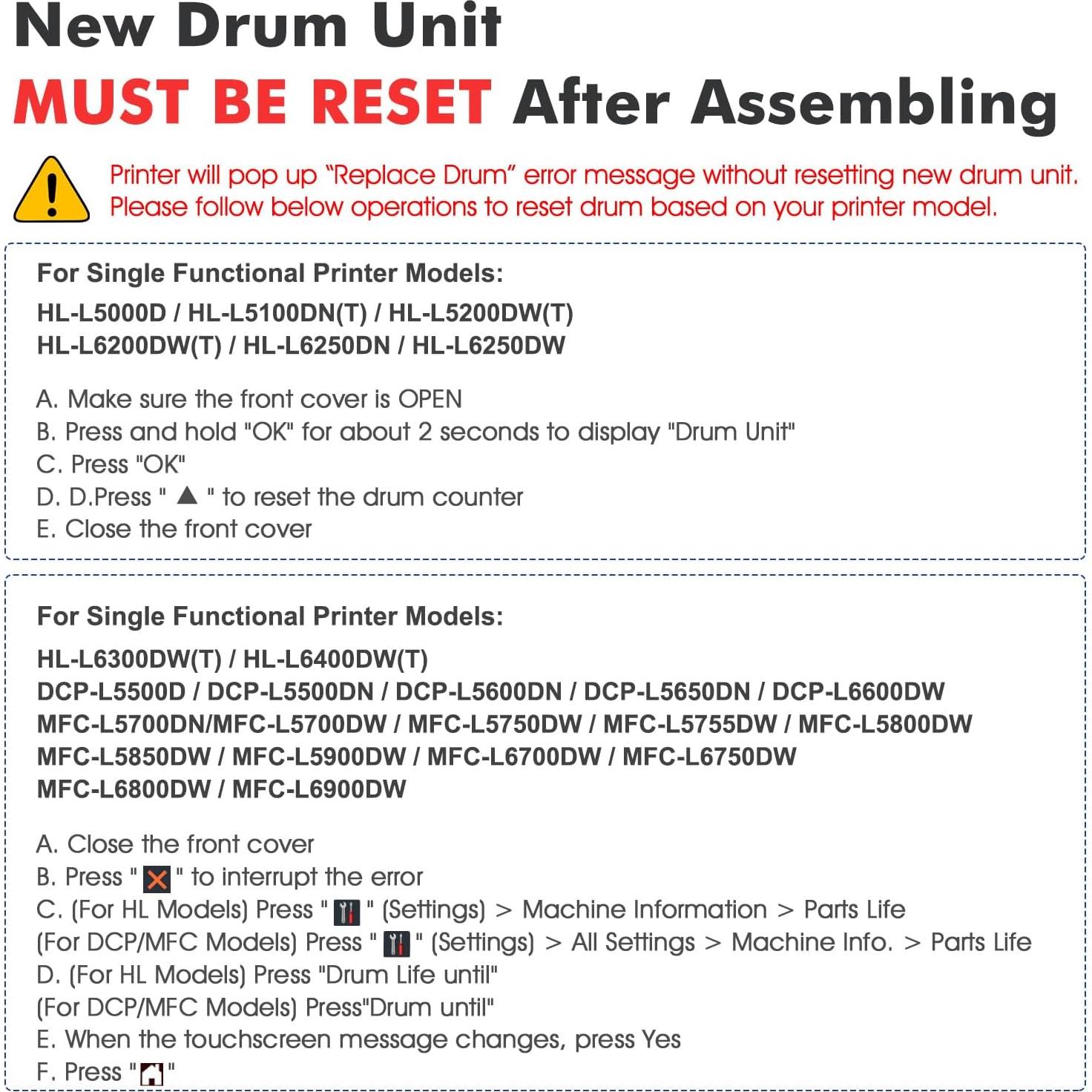 Unidad de Tambor Compatible Toner Bank DR820 para Brother