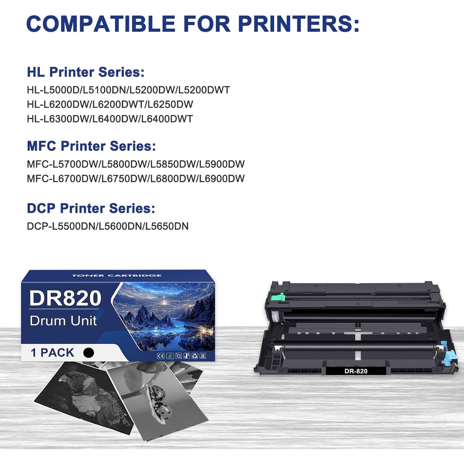 Unidad de Tambor Compatible Toner Bank DR820 para Brother