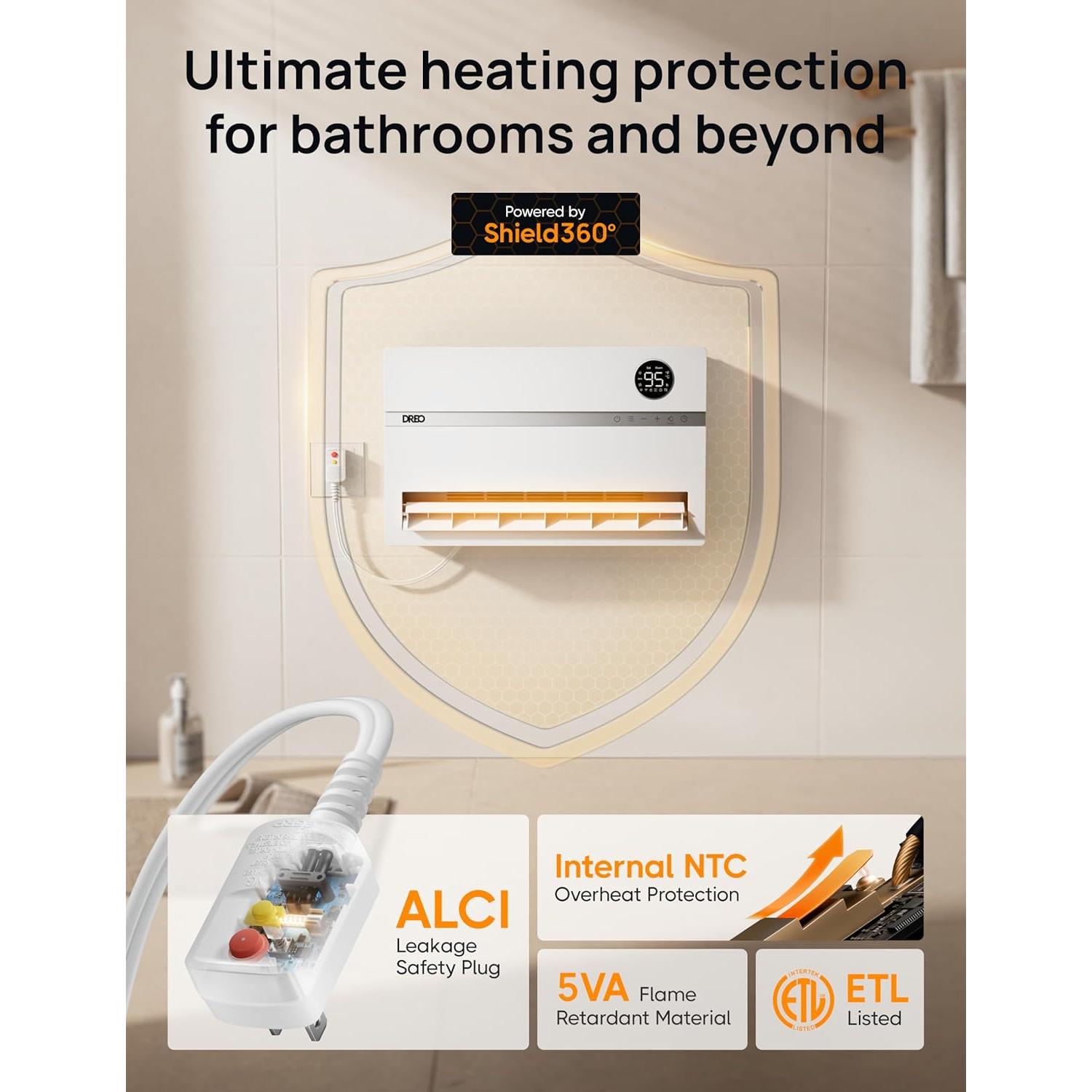 Calentador de Pared Dreo DR-HSH009AS 1500W con Oscilación 120°