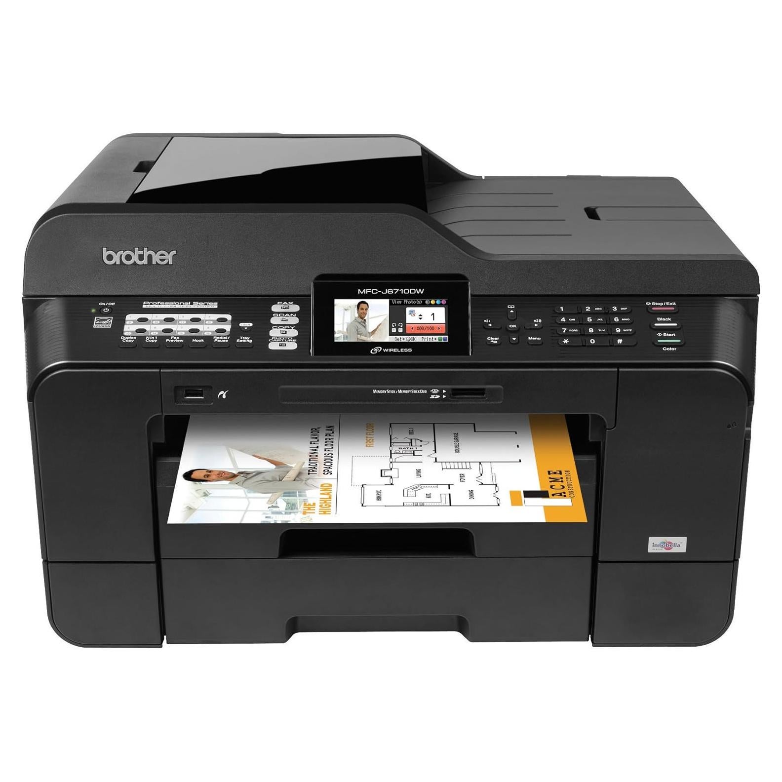 MFCJ6710DW Business Inkjet All-in-One Printer with 11-Inch x 17-Inch Duplex Printing, 11-Inch x 17-Inch Scan Glass & Dual Paper Trays