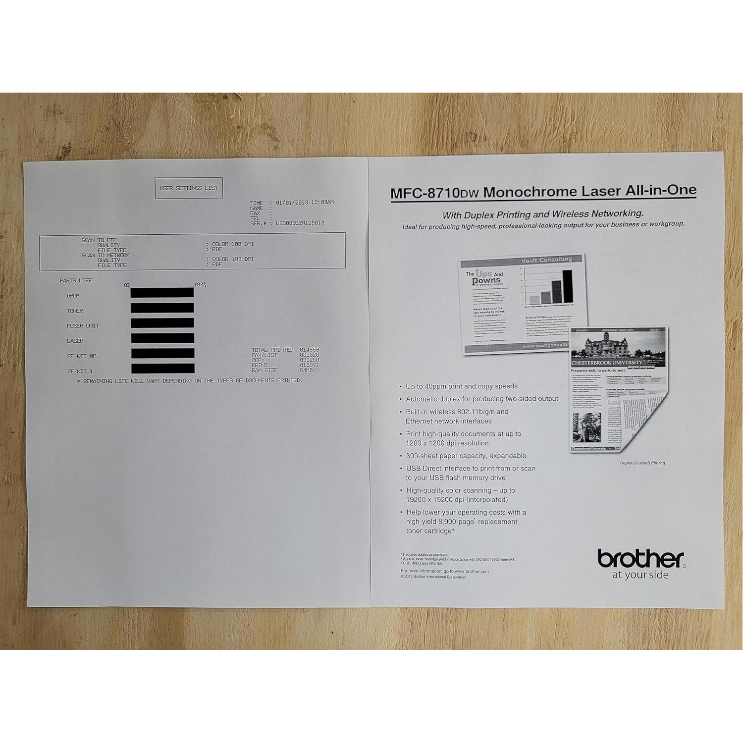Impresora Multifuncional Brother MFC-8710DW Monocromática