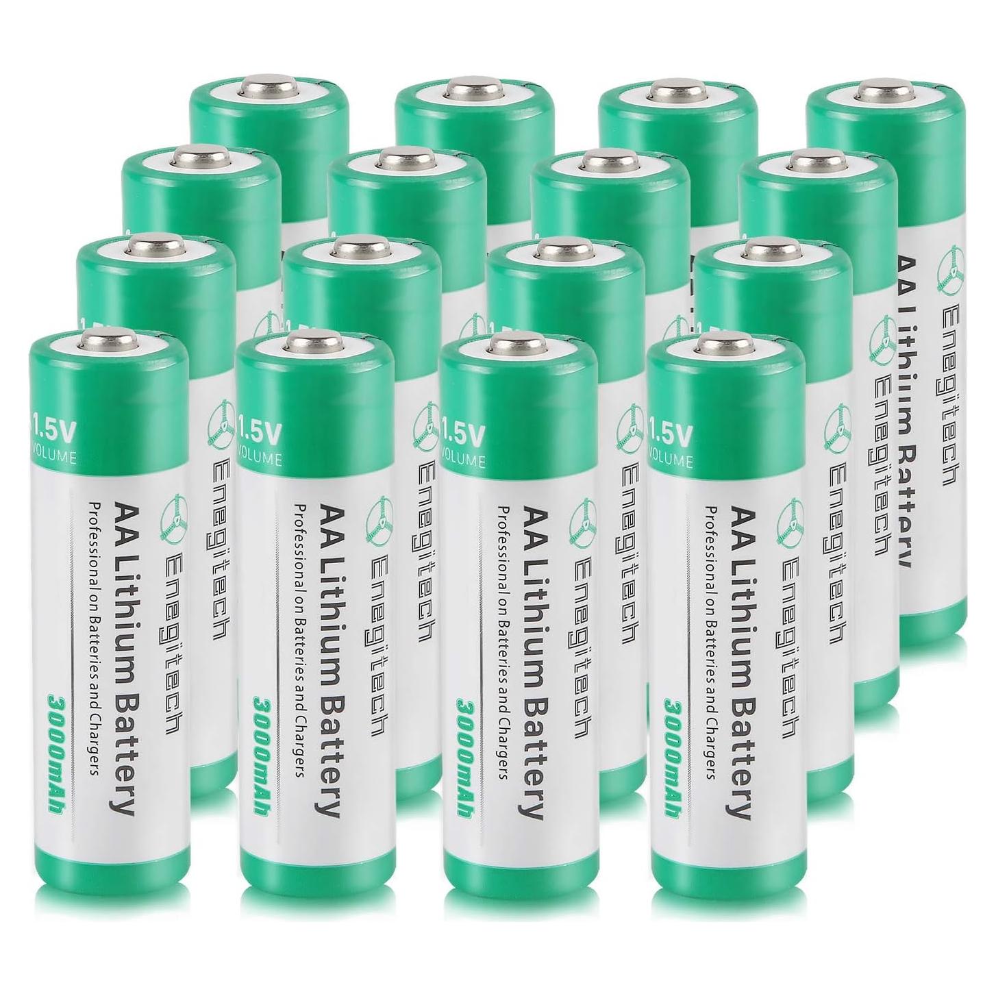 Baterías de Litio AA Enegitech 3000mAh 16 Paquete No Recargables