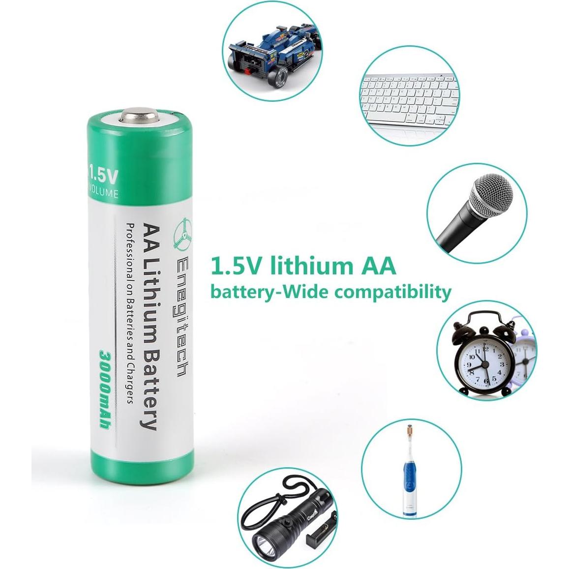 Baterías de Litio AA Enegitech 3000mAh 16 Paquete No Recargables