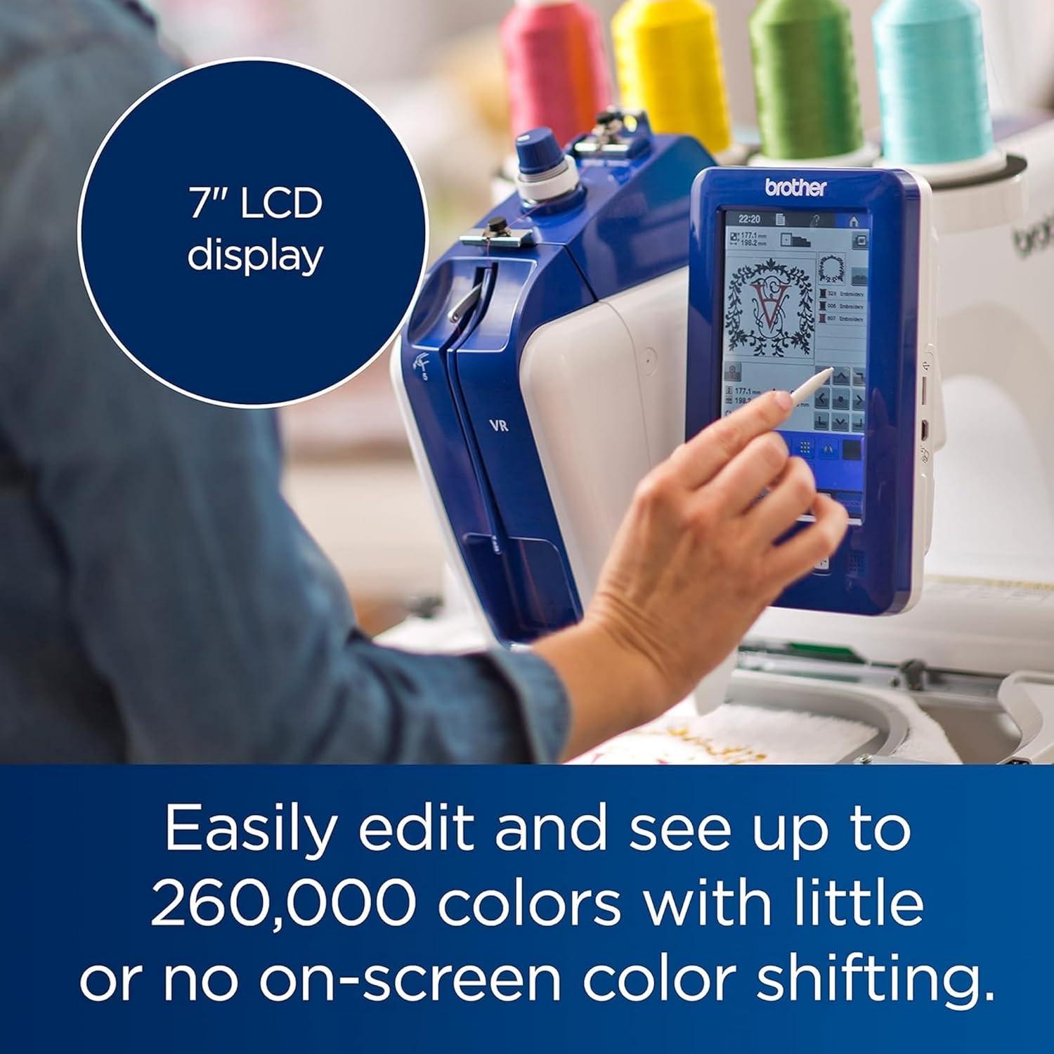 Persona PRS100 Single-Needle Embroidery Machine with Deluxe Accessories, 6 Hoops & 240 Embroidery Thread Spools Bundle