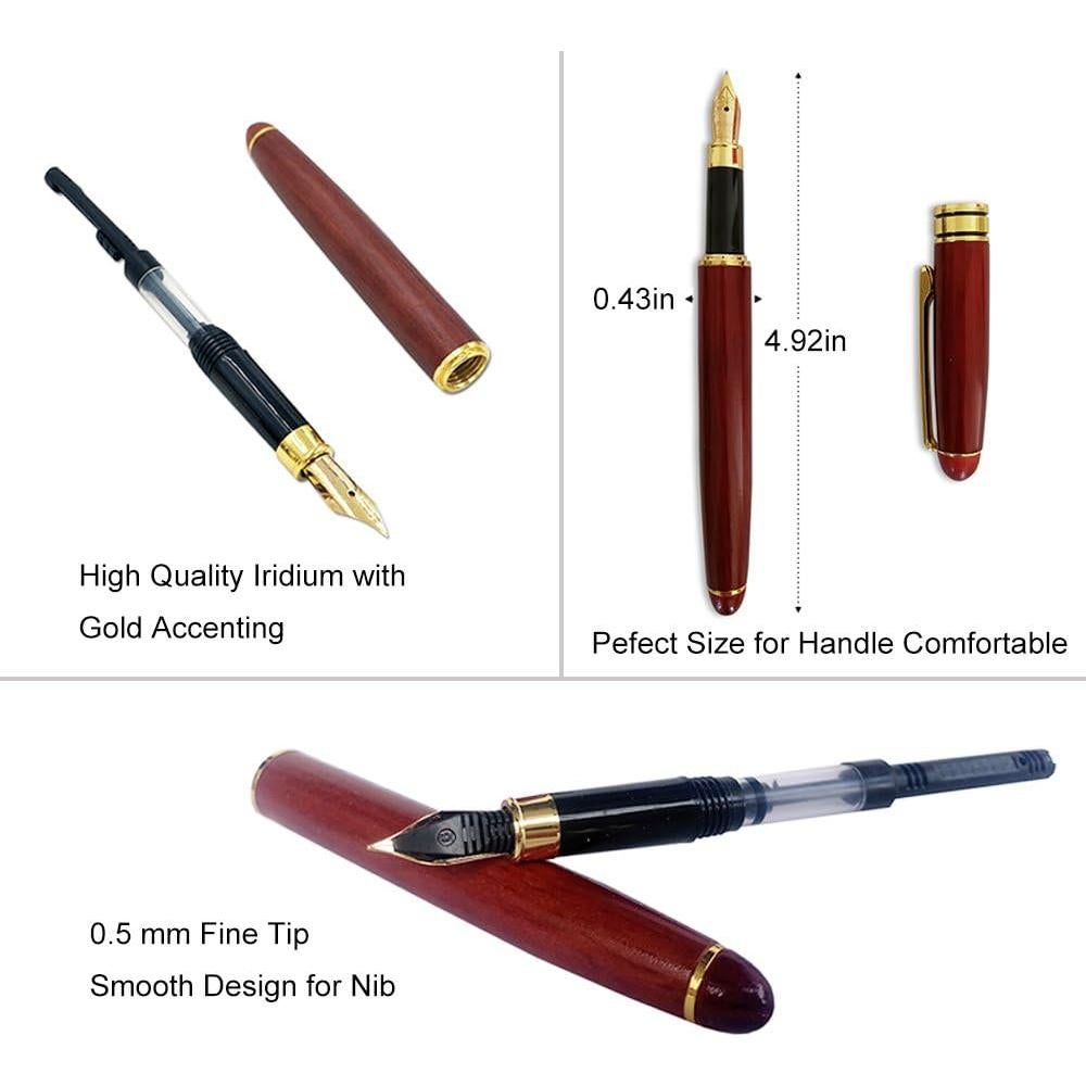 Juego de Plumas de Madera Ren Handcraft - 3 Piezas con Estuche