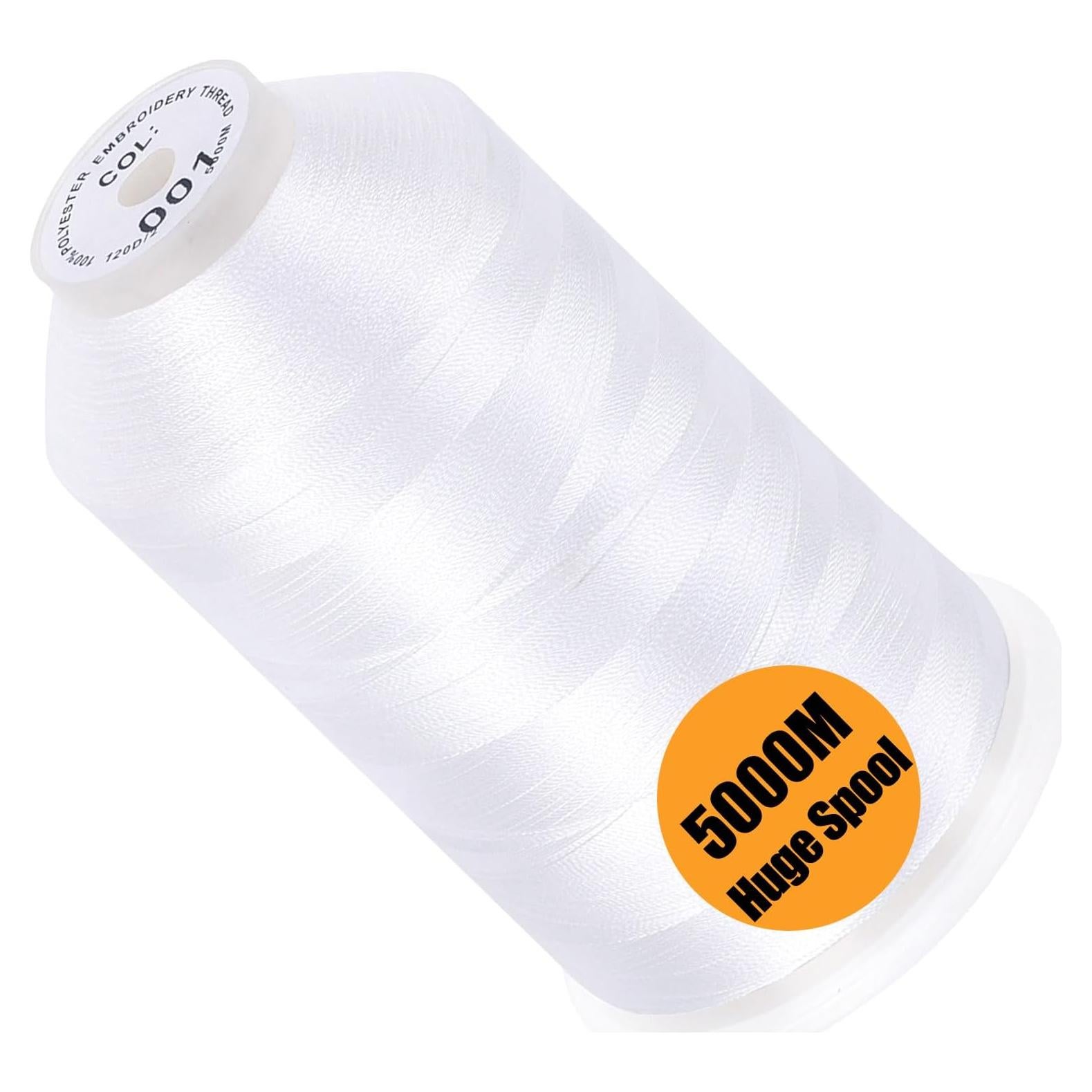 Bobina Grande Hilo Bordado Poliester 5000M New brothread Blanco