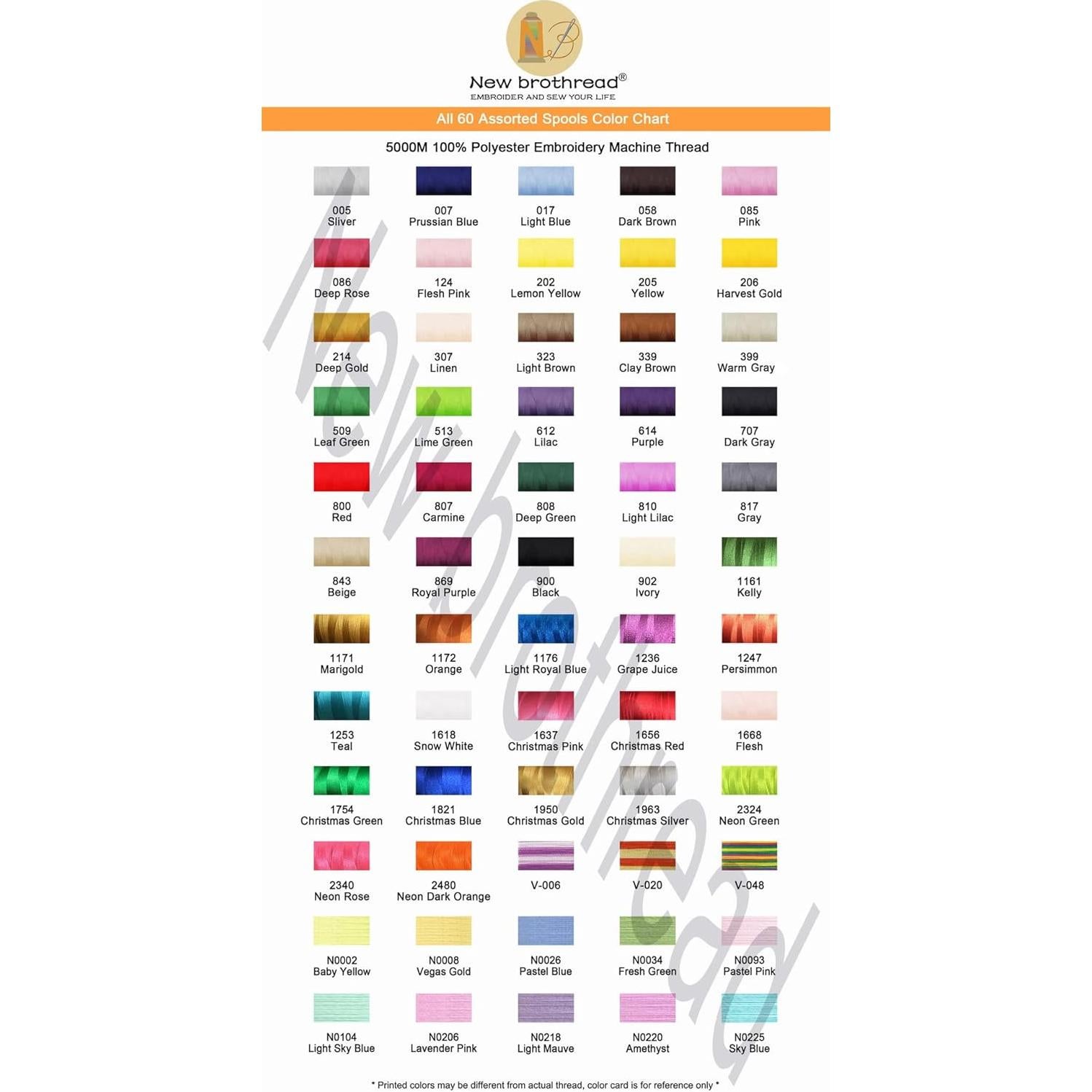 Hilos de bordado Brothread 60 colores 5000M poliéster