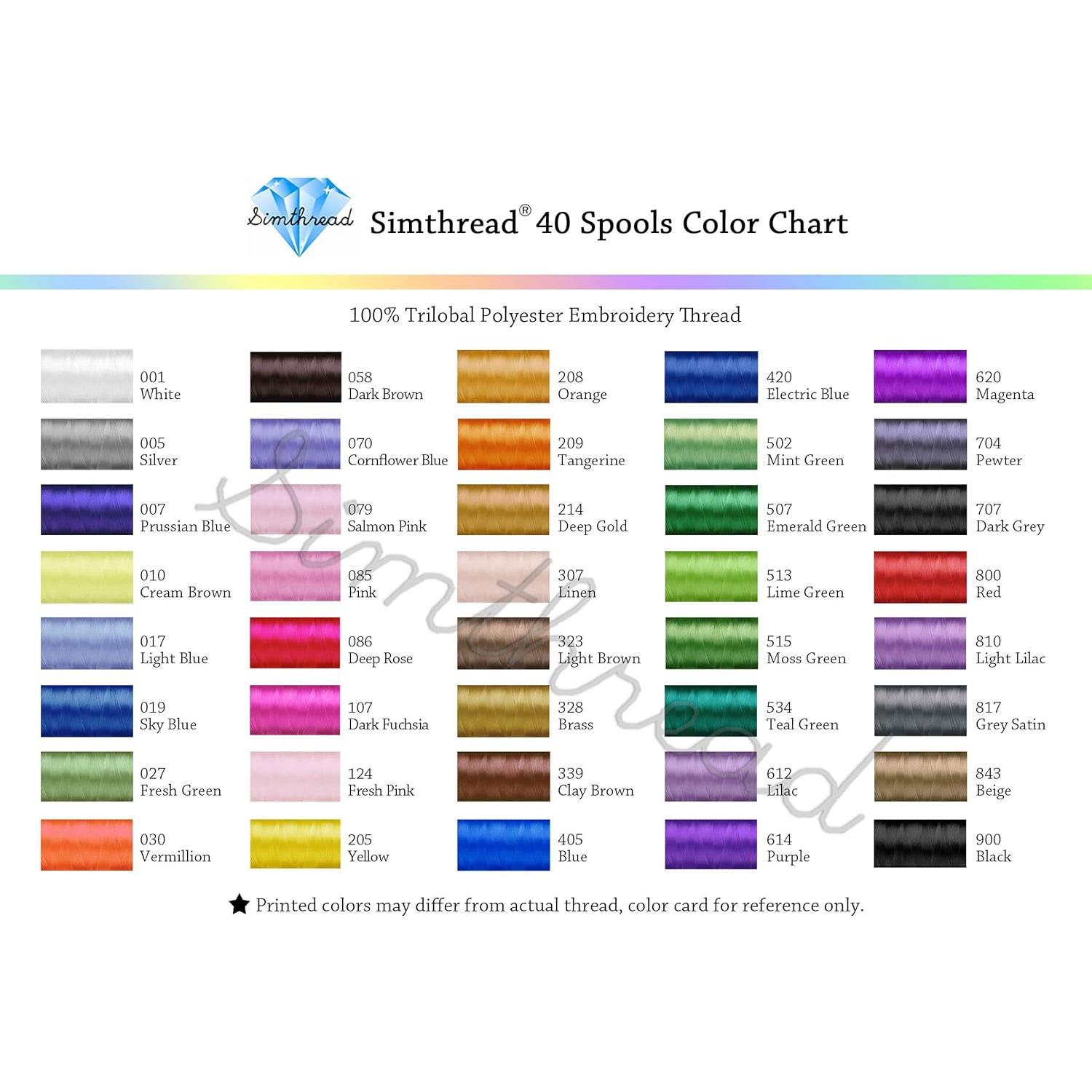 Hilo de Bordar Simthread 40 Colores 500M Poliester